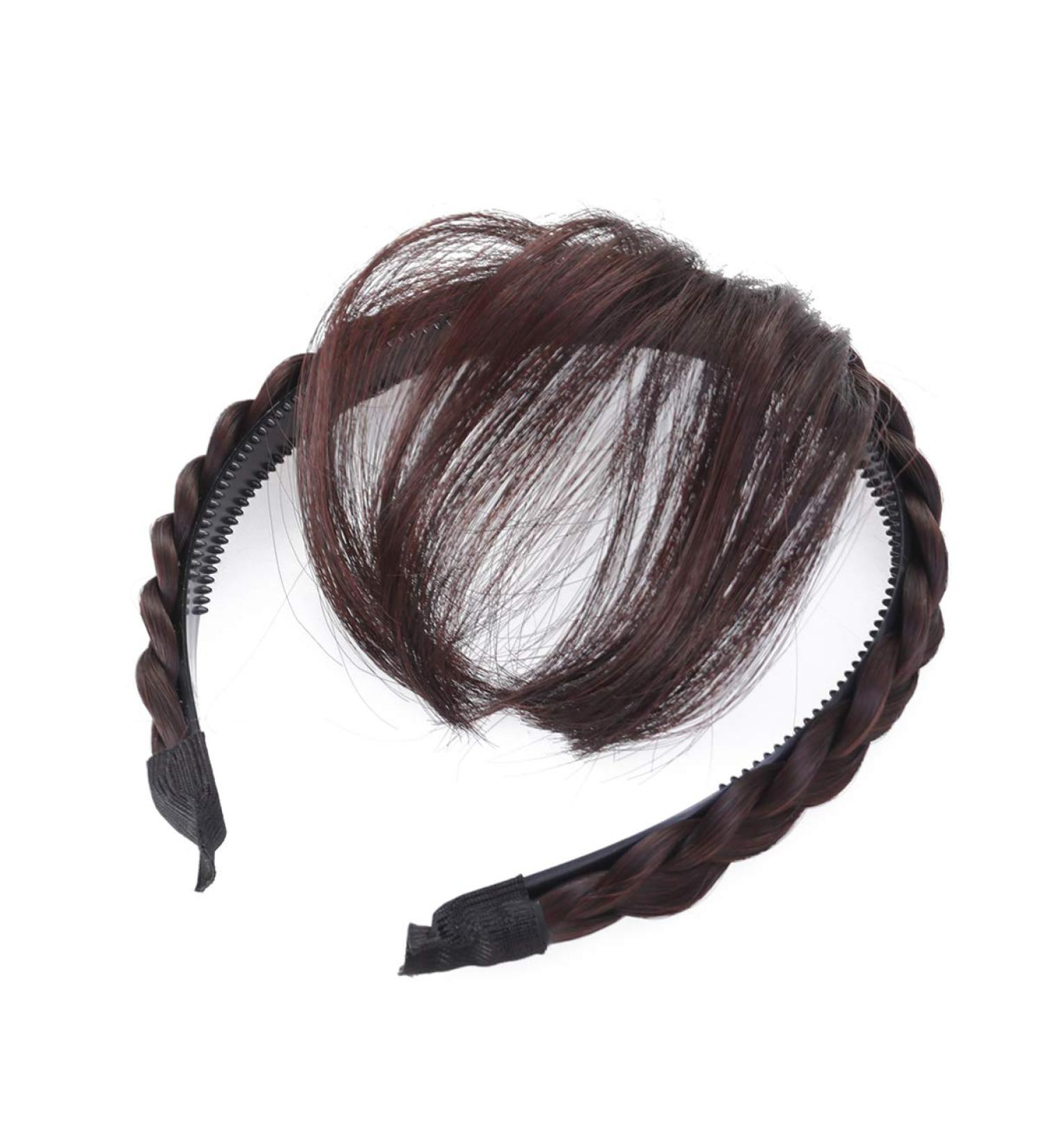 SHERCHPRY Forehead Hair Extension Clip On Bangs Extensions braid headband Braided Hair Hoop hair barrettes for women fringe hair extensions bangs hair clip hair quality explosive clip Miss Brown Medium - Buy Online on GoSupps.com