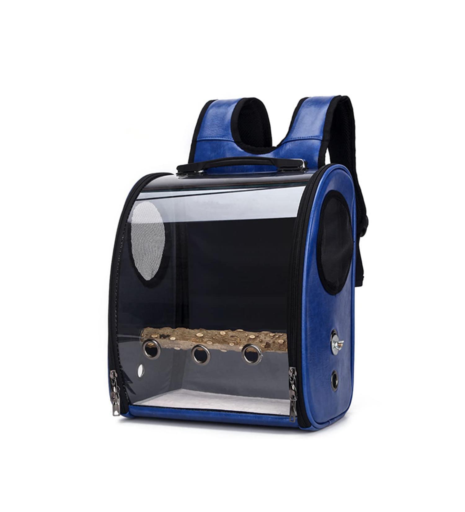 Outdoor Bird Backpack Carrier with Perch Stand | Breathable Space Capsule Travel Bag for Parrots | Blue Color - Buy Online on GoSupps.com