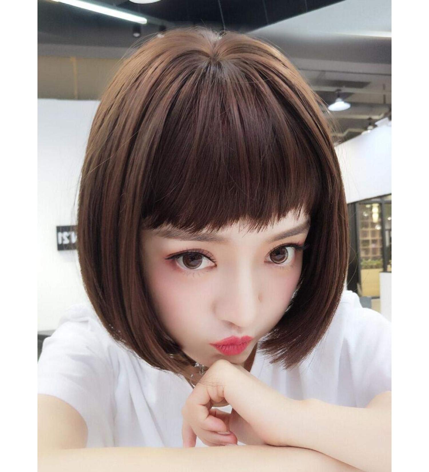 BGHJUE Women's Short Hair Wig - Natural Fashion Wave for Round Faces | Full Headgear for Young Girls - Buy Online on GoSupps.com