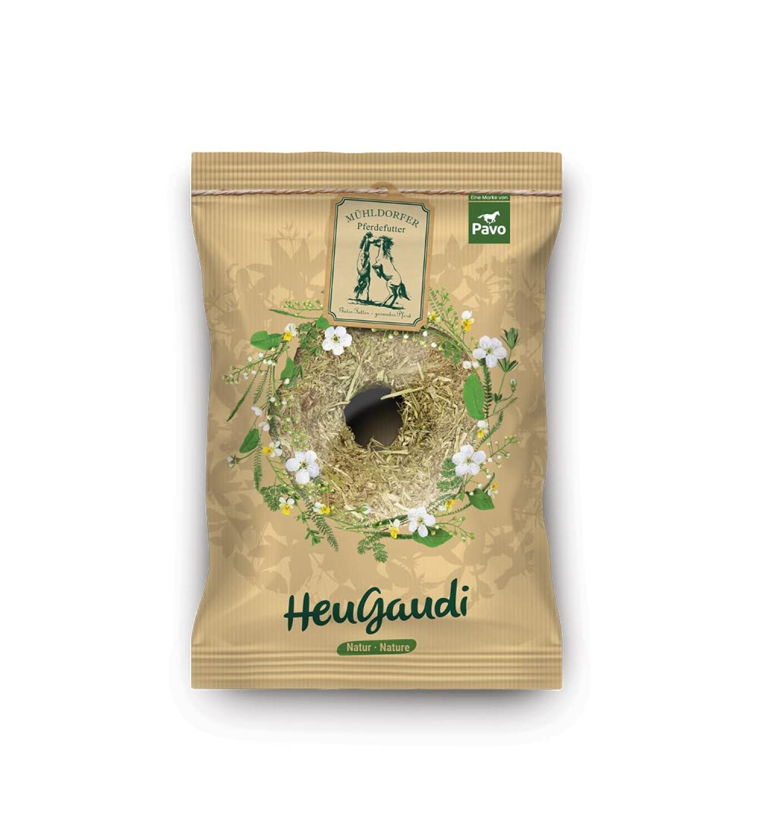 M hldorfer HeuGaudi Natur 1 kg - 100% Natural Snacking Fun with Exclusive Hanging Rope - International Shipping Available - Buy Online on GoSupps.com