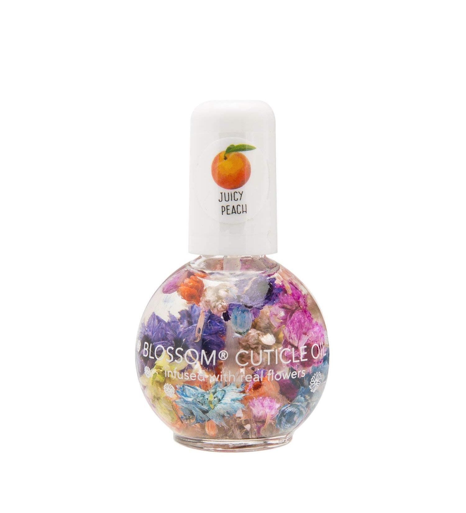 Blossom Scented Cuticle Oil (0.42 oz) infused with REAL flowers - made in USA (Juicy Peach)