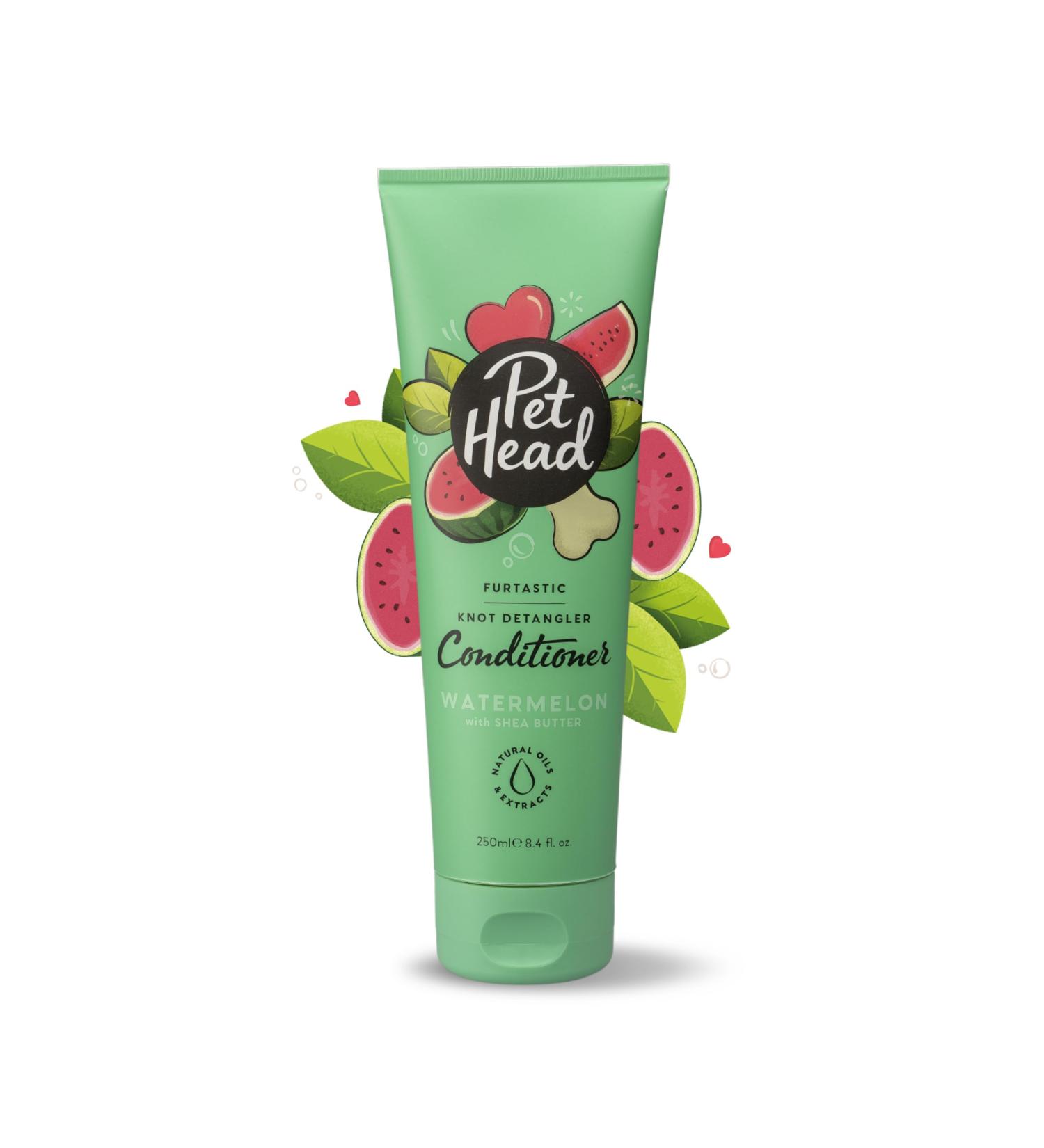 PET HEAD Dog Conditioner 250ml Furtastic Watermelon Scent Knot Detangler Best Dog Conditioner for Smelly Dogs Care for Long Tangly Curls & Coats Professional Grooming Gentle Formula for Puppies - Buy Online on GoSupps.com