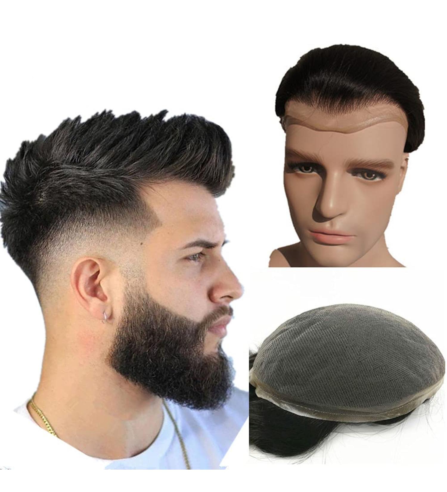 Buy Premium Human Hair Toupee for Men - NLW 10x8 Jet Black Lace Hairpiece | Natural & Breathable Replacement System - Buy Online on GoSupps.com