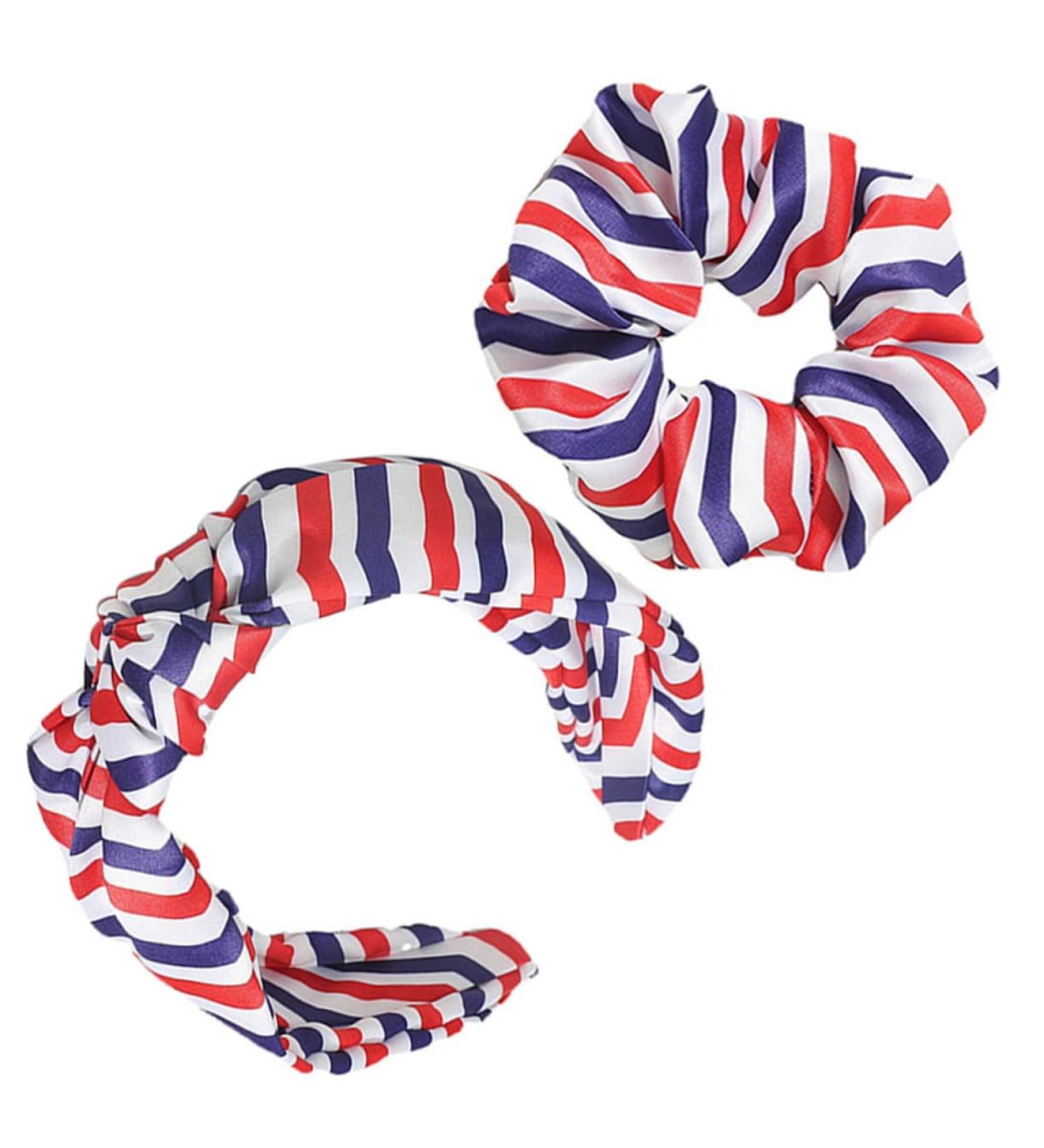 Ipetboom 1 Set American Flag Headband Hair Scrunchies Wide Headbands for Women Elastic Hair Ties Hair Accessories Women Headdress 4th of July Headpieces Red White Blue Satin Holder Miss - Buy Online on GoSupps.com