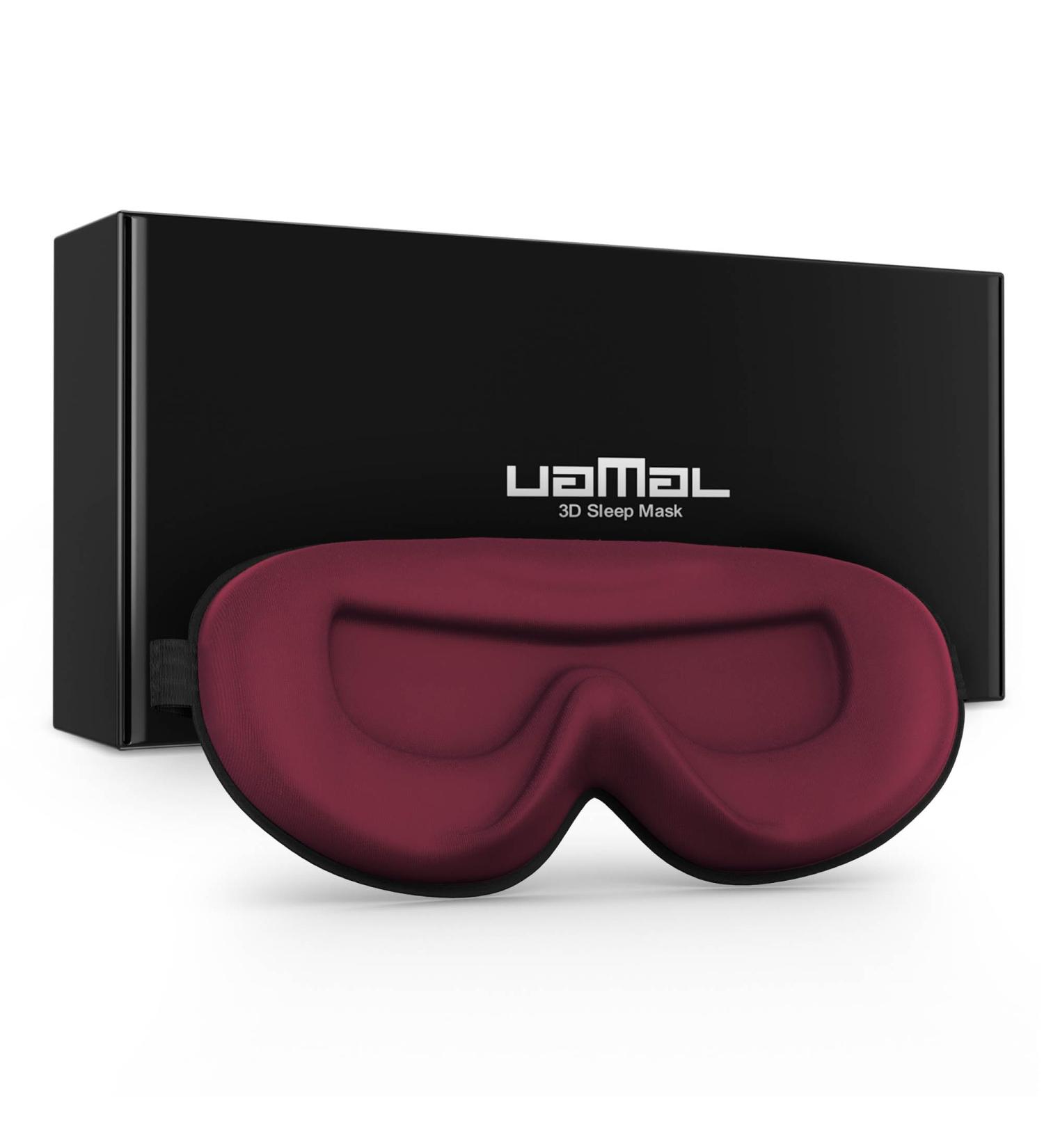 UAMAL 3D Eye Mask Sleep Mask - 100% Blackout Eyelash Extension Sleep Mask for Women & Men - Premium DARK CRIMSON Sleeping Eye Mask - Adjustable Strap Travel Essential - Buy Online on GoSupps.com