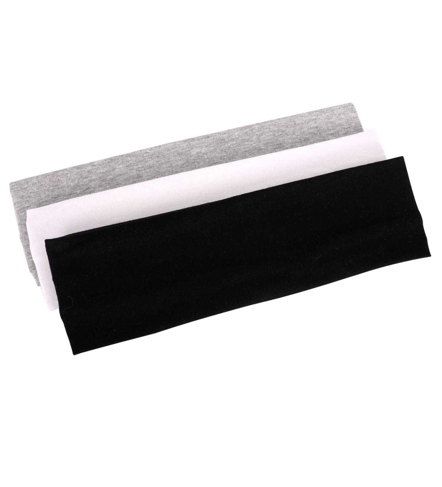 MapofBeauty 3 Pack Stretchy Cotton Yoga Headbands for Sports and Gym (Solid Color) - Buy Online on GoSupps.com