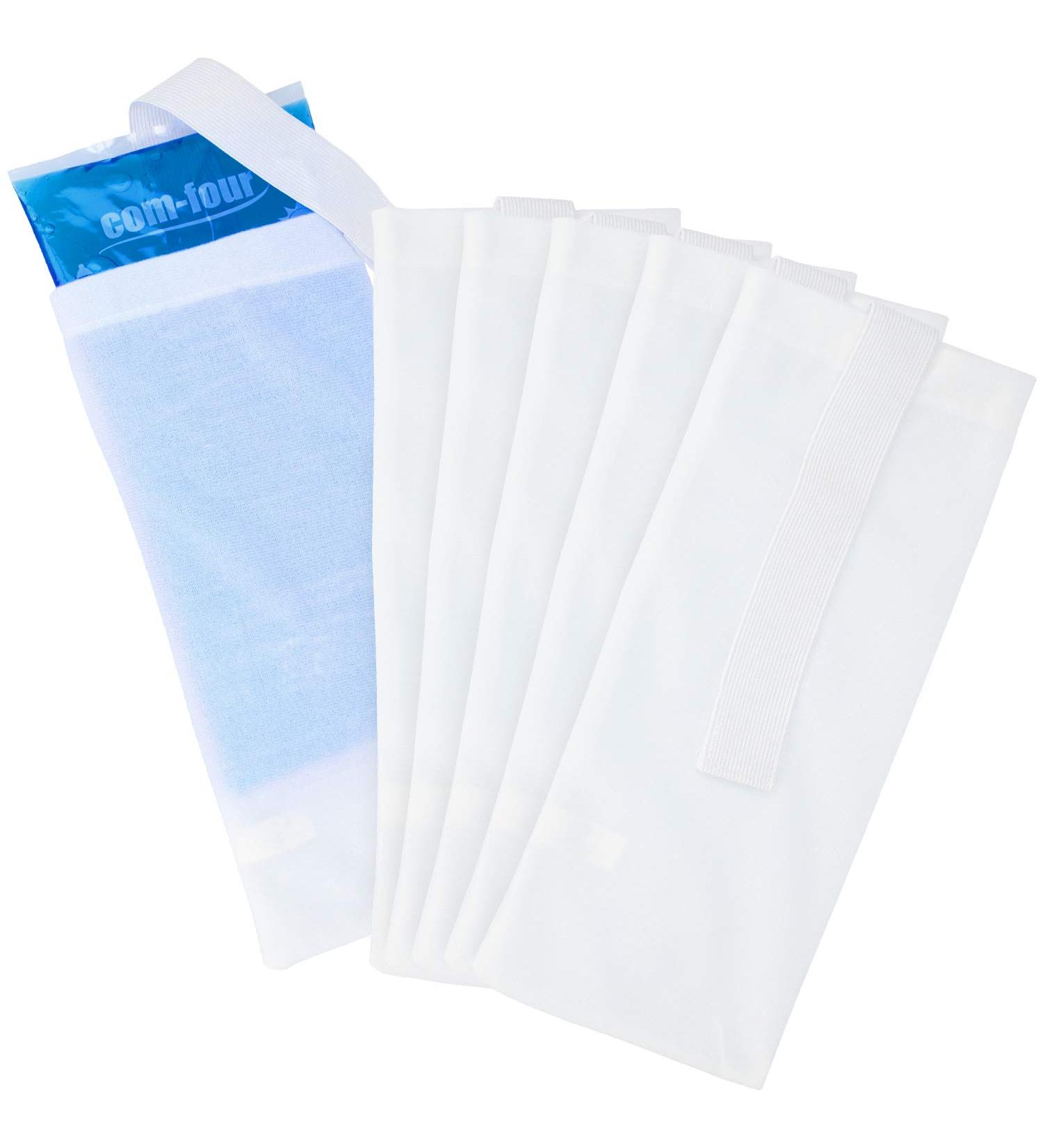 Buy COM-FOUR 6x Premium Re-Weg Vlies Cover for Cold & Warm Gel Compress | Protective Gel-Cool Pack Cover with Rubber Band - 6 Reusable Pieces for Optimal Protection - Buy Online on GoSupps.com