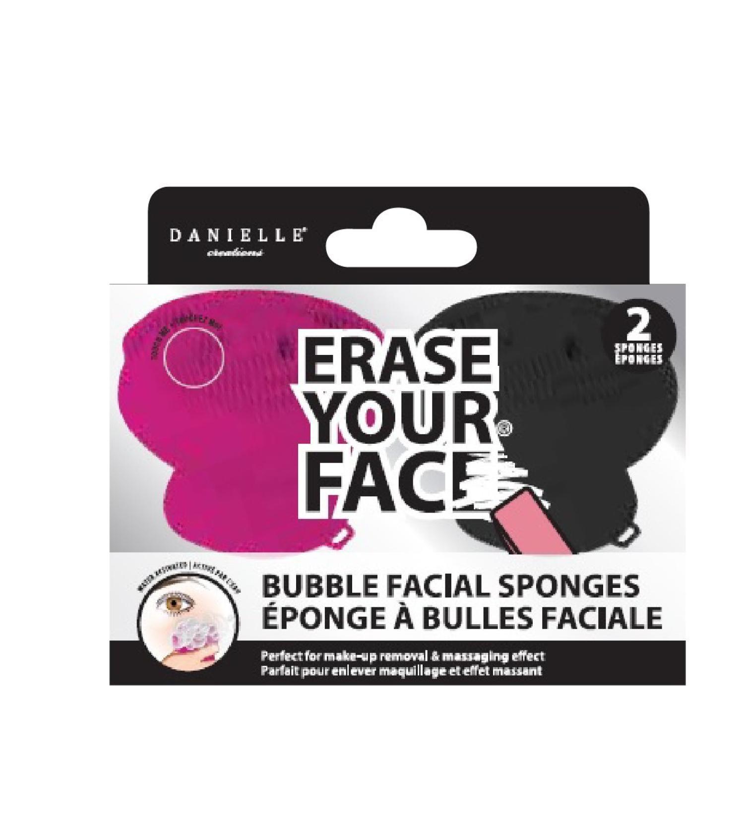 DANIELLE CREATIONS ERASE YOUR FACE SILICON FACIAL SPONGES HOT PINK AND BLACK 2 SPONGES