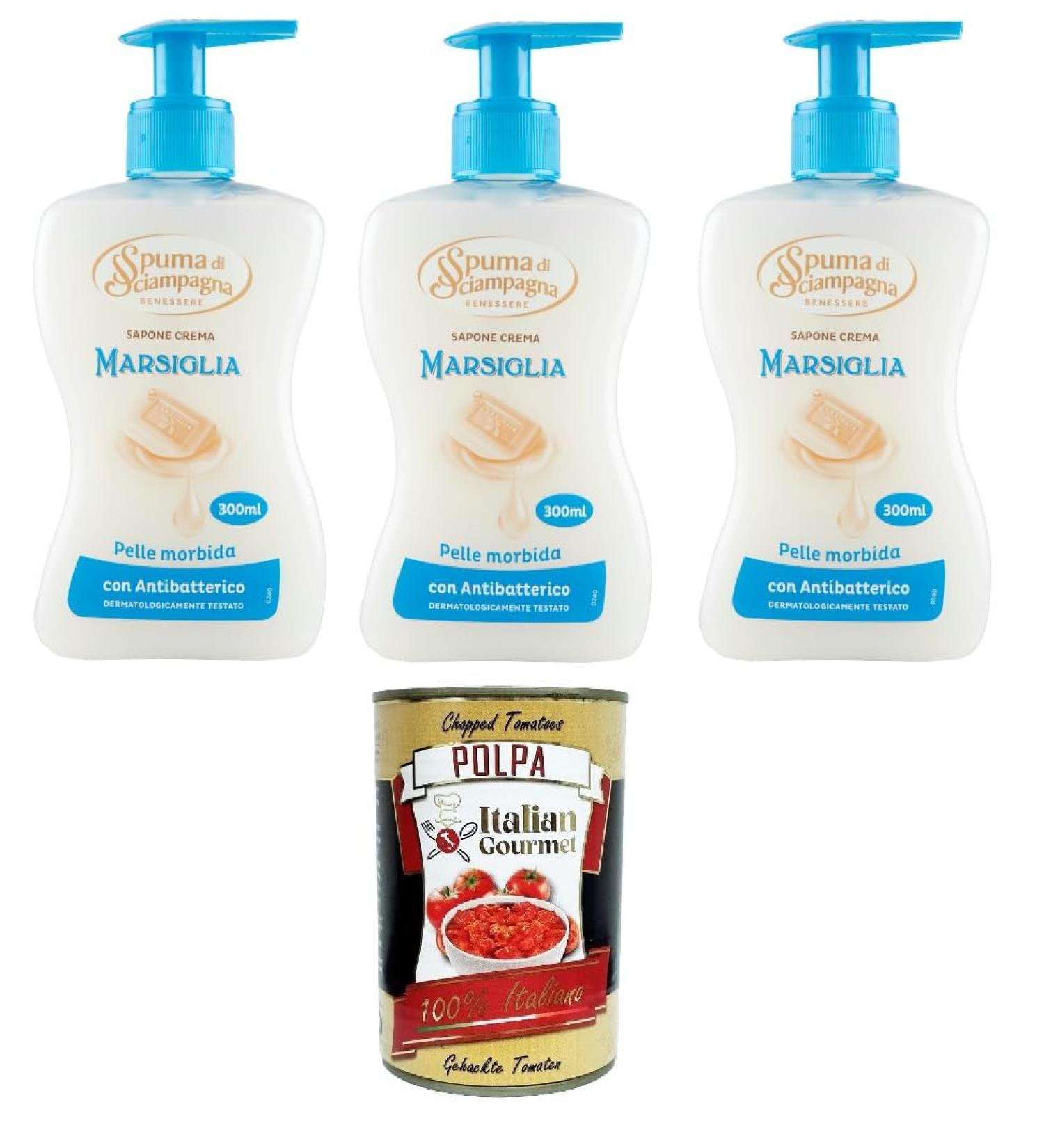  Italian Gourmet E.R. Champagne Foam Marseille Cream Soap Savon cr me de marseille 3 x 300 ml + Italian Gourmet Pulp 400 g - Buy Online on GoSupps.com