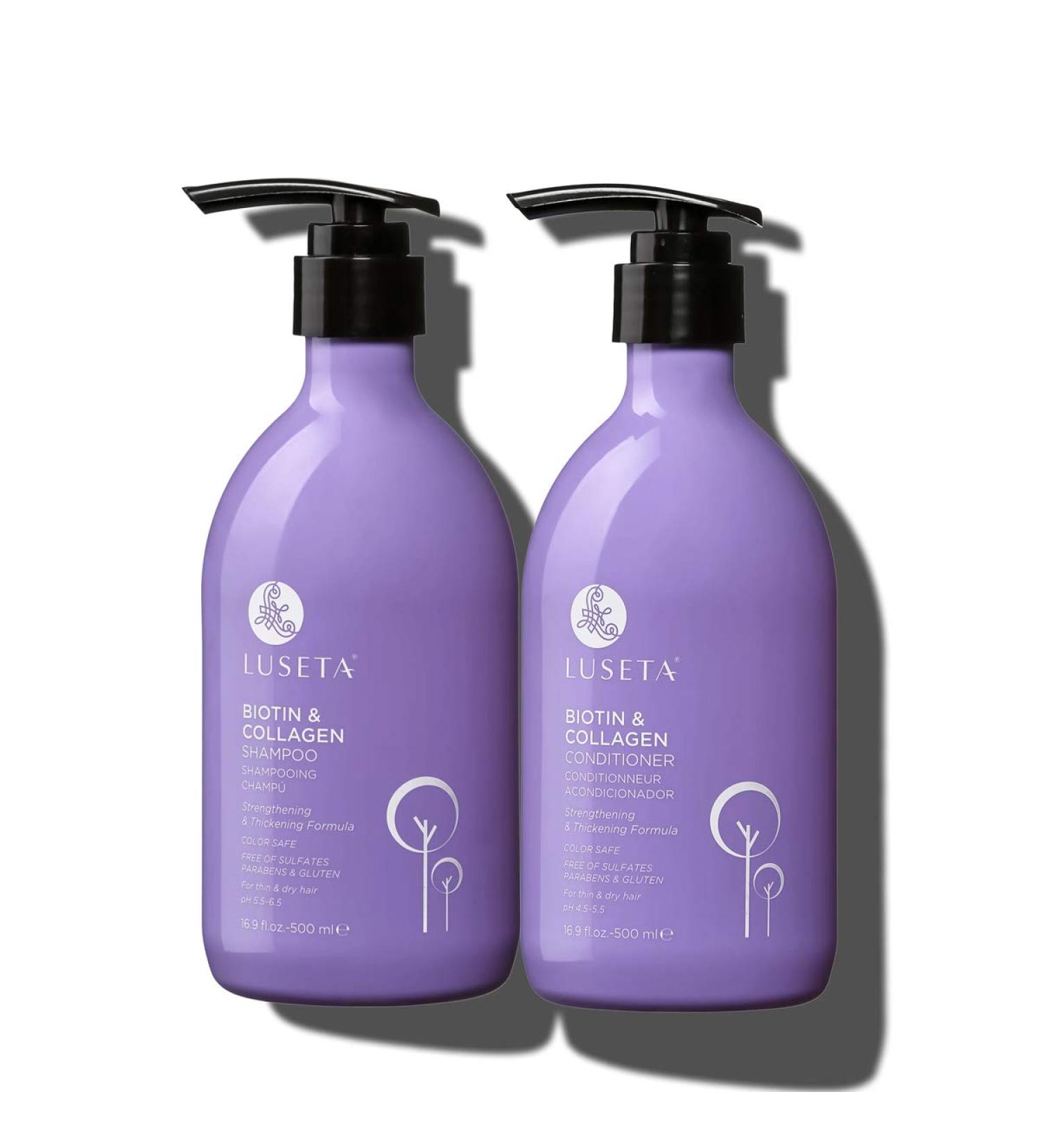 Luseta Biotin & Collagen Shampoo & Conditioner Set - 16.9oz (Pack of 2) | Hair Loss Prevention & Growth | Argan Oil Infused | Sulfate & Paraben Free | Repair Damaged Hair - Buy Online on GoSupps.com