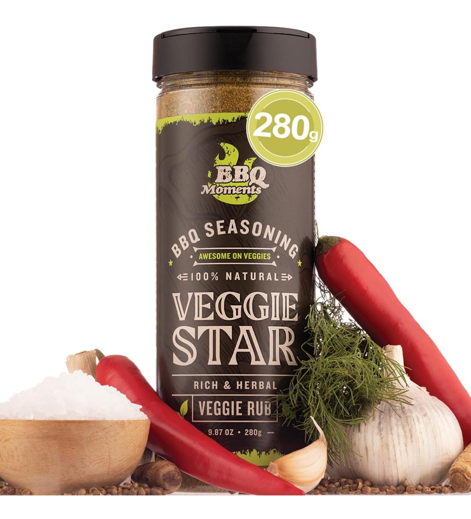 BBQ Moments Vegetable Seasoning 280g - 7-Veggie Rub for Grilling | BBQ Veggie Dry Rub Greens Seasoning Mix with Paprika - Buy Online on GoSupps.com
