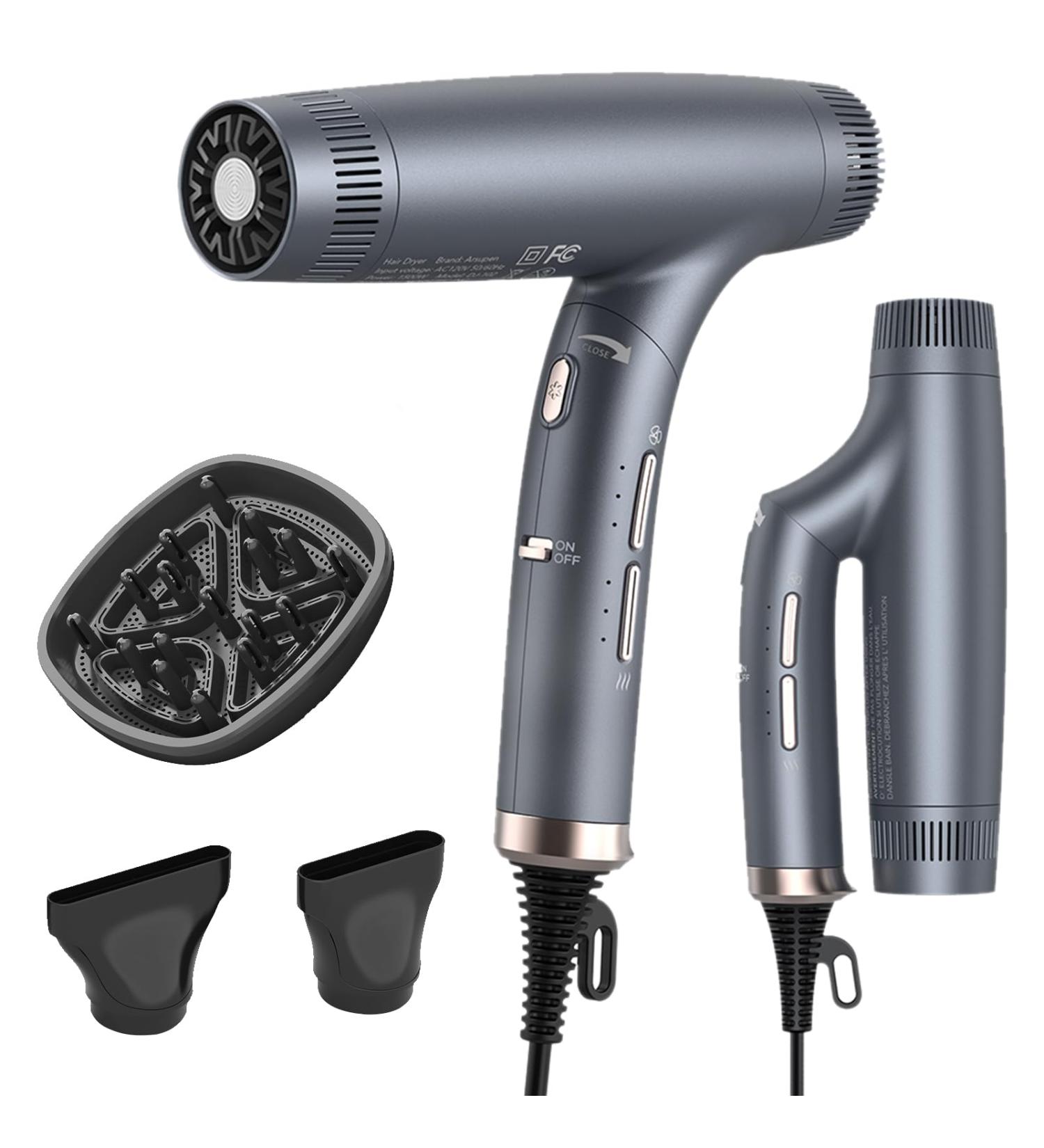Buy Lightweight Foldable Hair Dryer - Dual Ionic Blow Dryer for Fast Drying | Travel-Friendly with 12 Modes & Powerful Brushless Motor - Buy Online on GoSupps.com