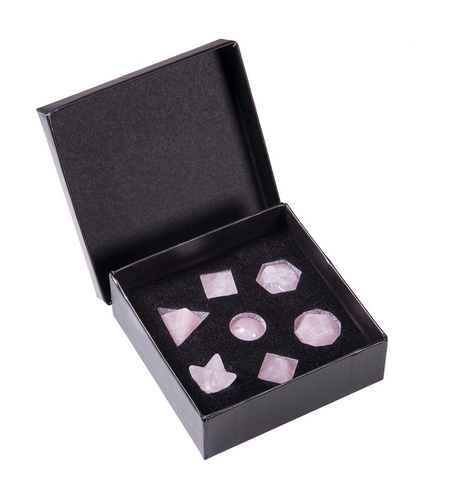 Buy Nupuyai 7 Pieces Rose Quartz Platonic Solids Set - Sacred Geometry & Reiki Healing Crystals - Gift Box - International Shipping - Buy Online on GoSupps.com