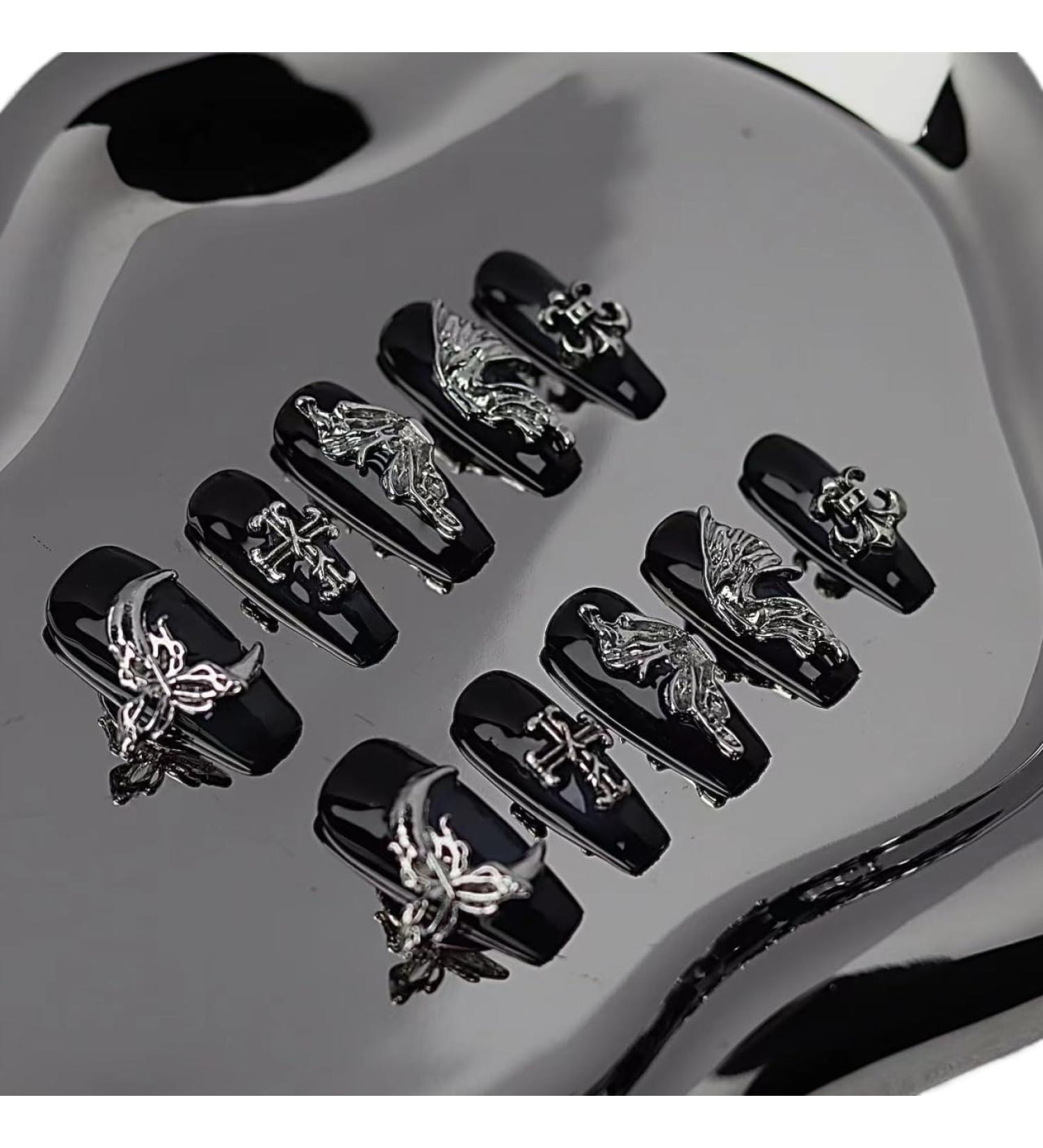 Temperament-enhancing manicure retro punk glamorous night butterfly hand-wearing a finished manicure fake nails sticker.(XS) - Buy Online on GoSupps.com