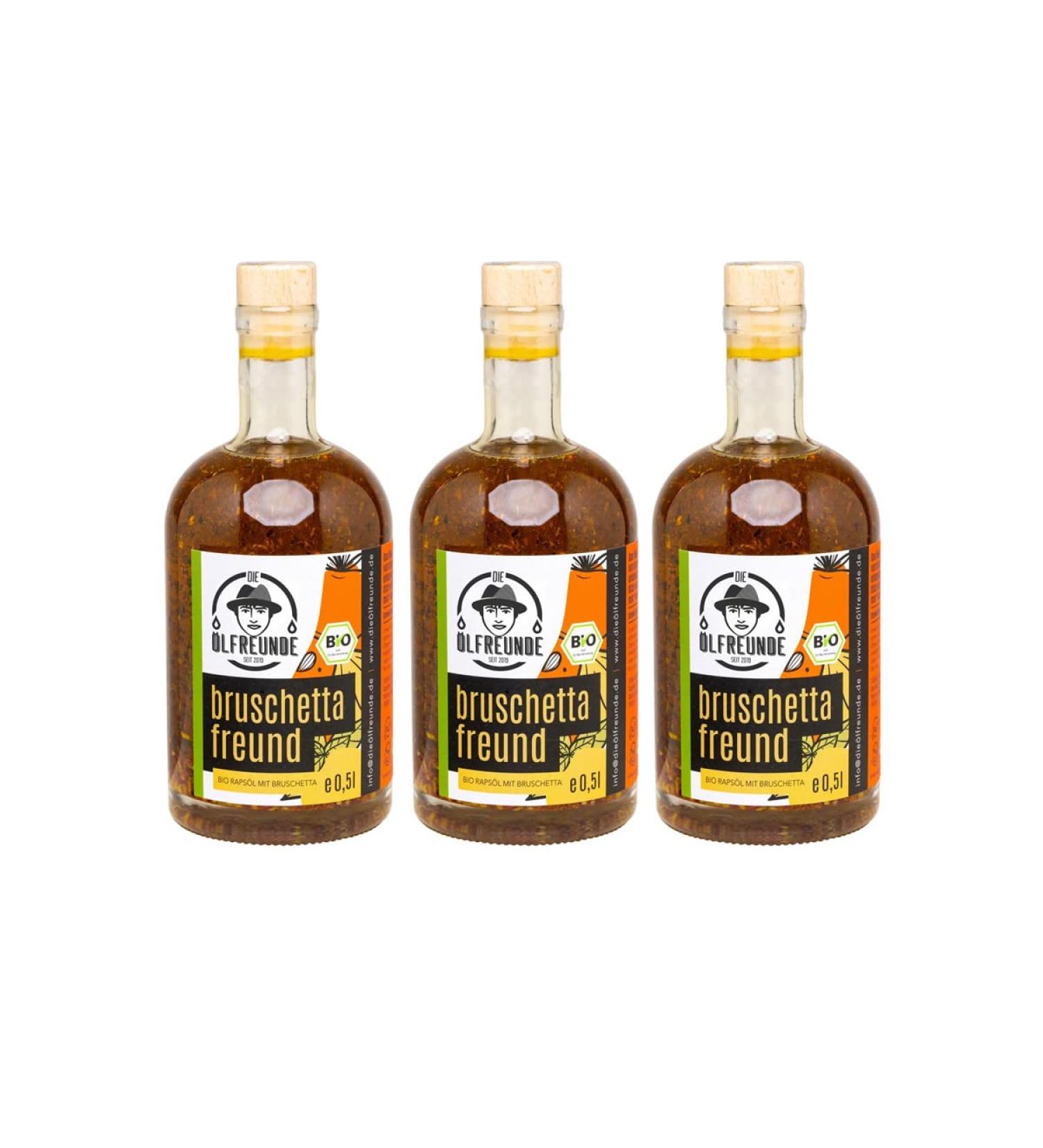 Buy Bio BruschettaFreund: Organic Cold-Pressed Rapeseed Oil Set | 3x0.5L | Vegan & Sustainable Cooking Oil Rich in Omega 3 & 6 - Buy Online on GoSupps.com