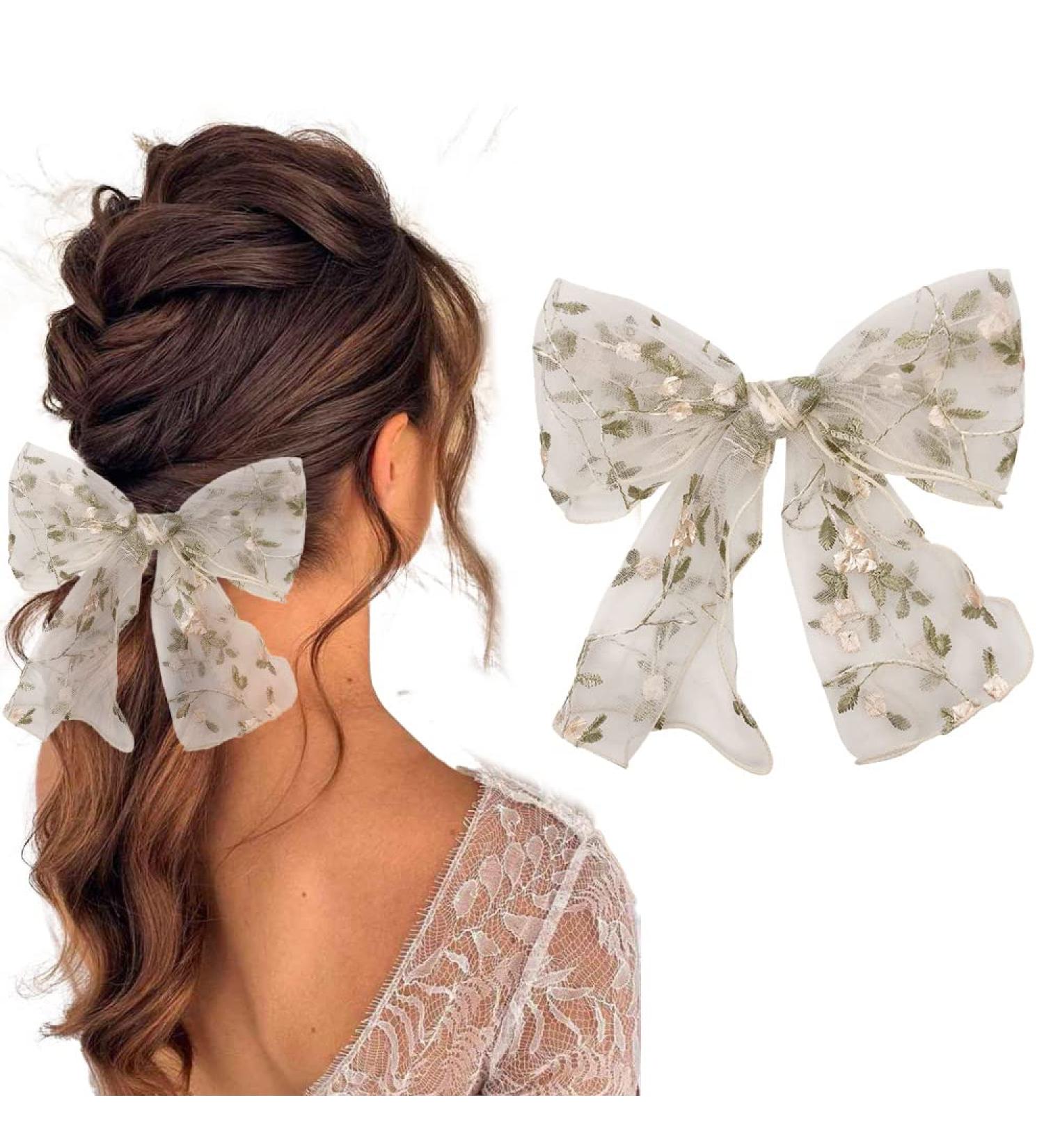 Lace Hair Bows French Barrette Hair Clip Hair Scrunchie Cute Gifts for Women Girls Party Decorations (A-1Pcs) - Buy Online on GoSupps.com