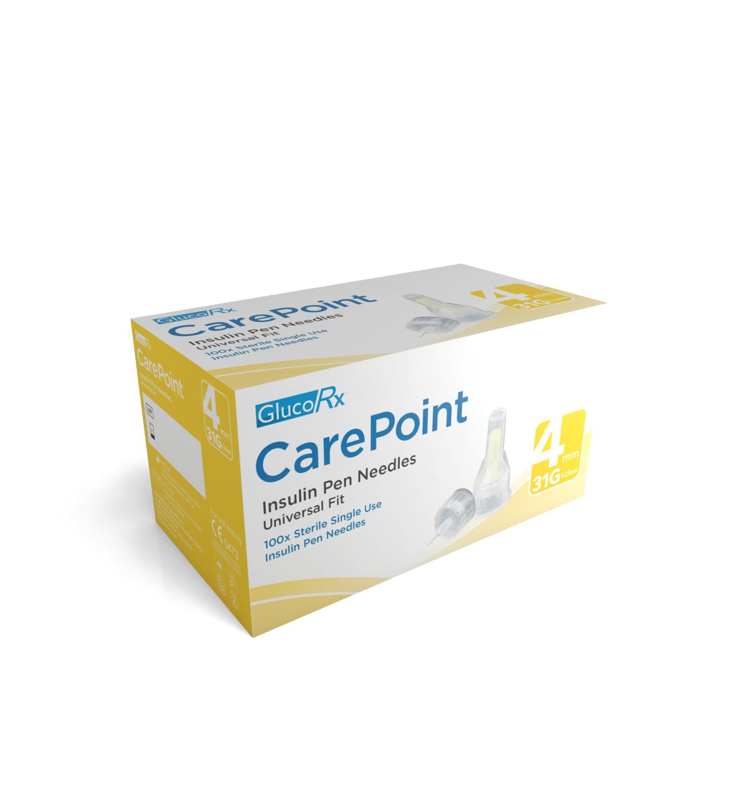 Carepoint Diabetic Insulin Pen Tips 31G x 4mm (100 Pcs/Box) by GlucoRX