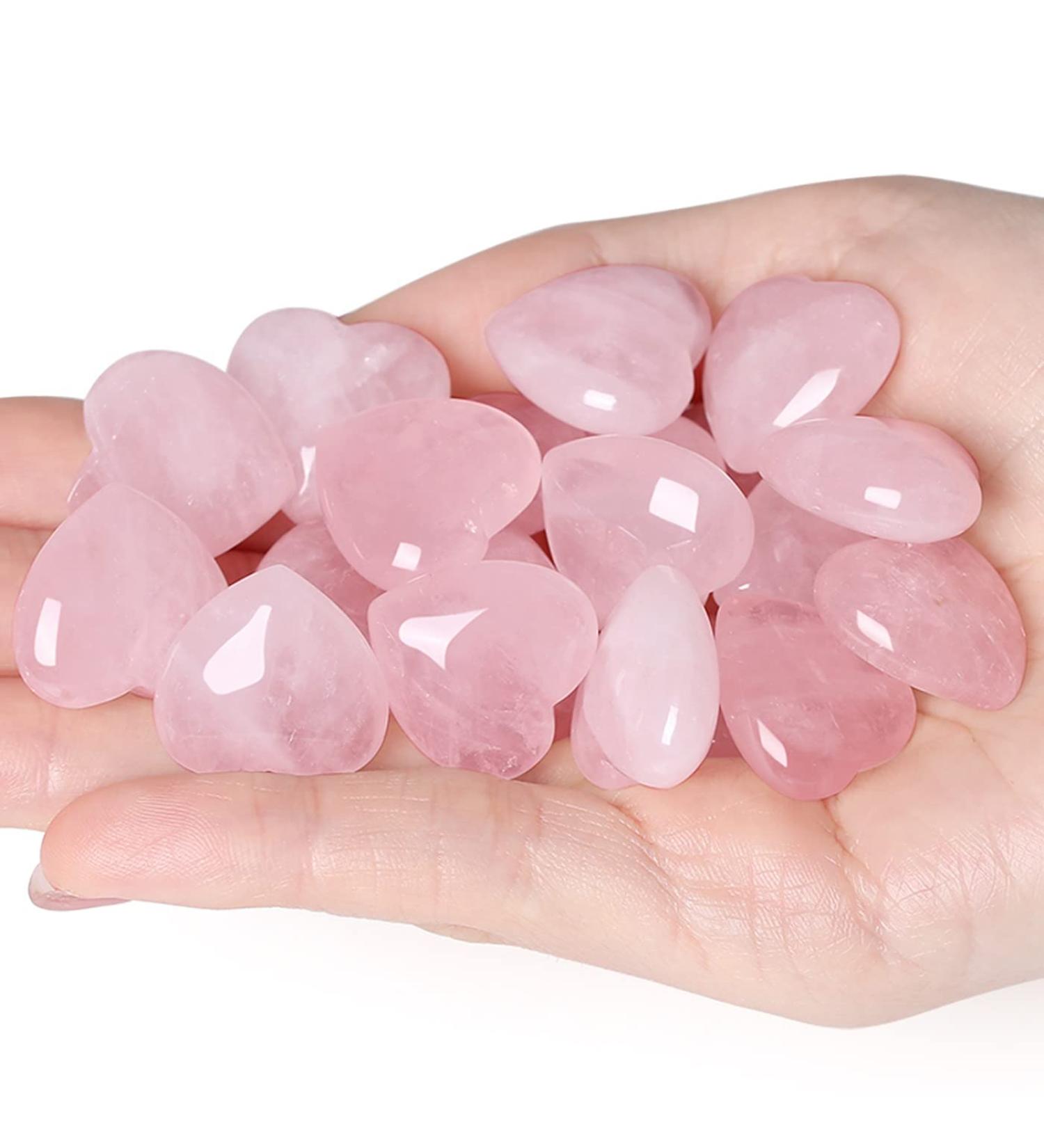 Xiannvxi 10 PC Rose Quartz Heart Healing Crystals Set - Perfect Valentine s Day Gift for Mom - Natural Polished Gemstones - Buy Online on GoSupps.com