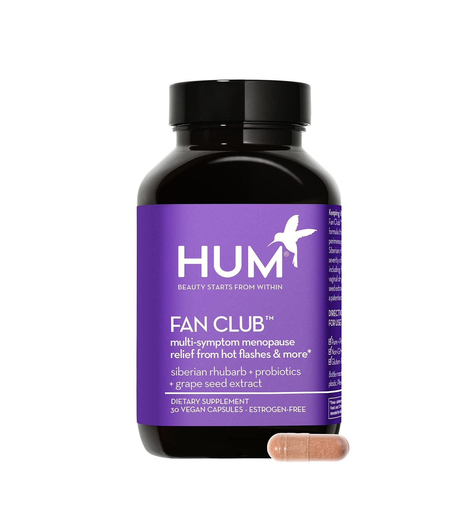 HUM Fan Club Menopause Relief & Mood Probiotic with Siberian Rhubarb - Hot Flash Relief & Menopause Support (30 Vegan Capsules) - Buy Online on GoSupps.com