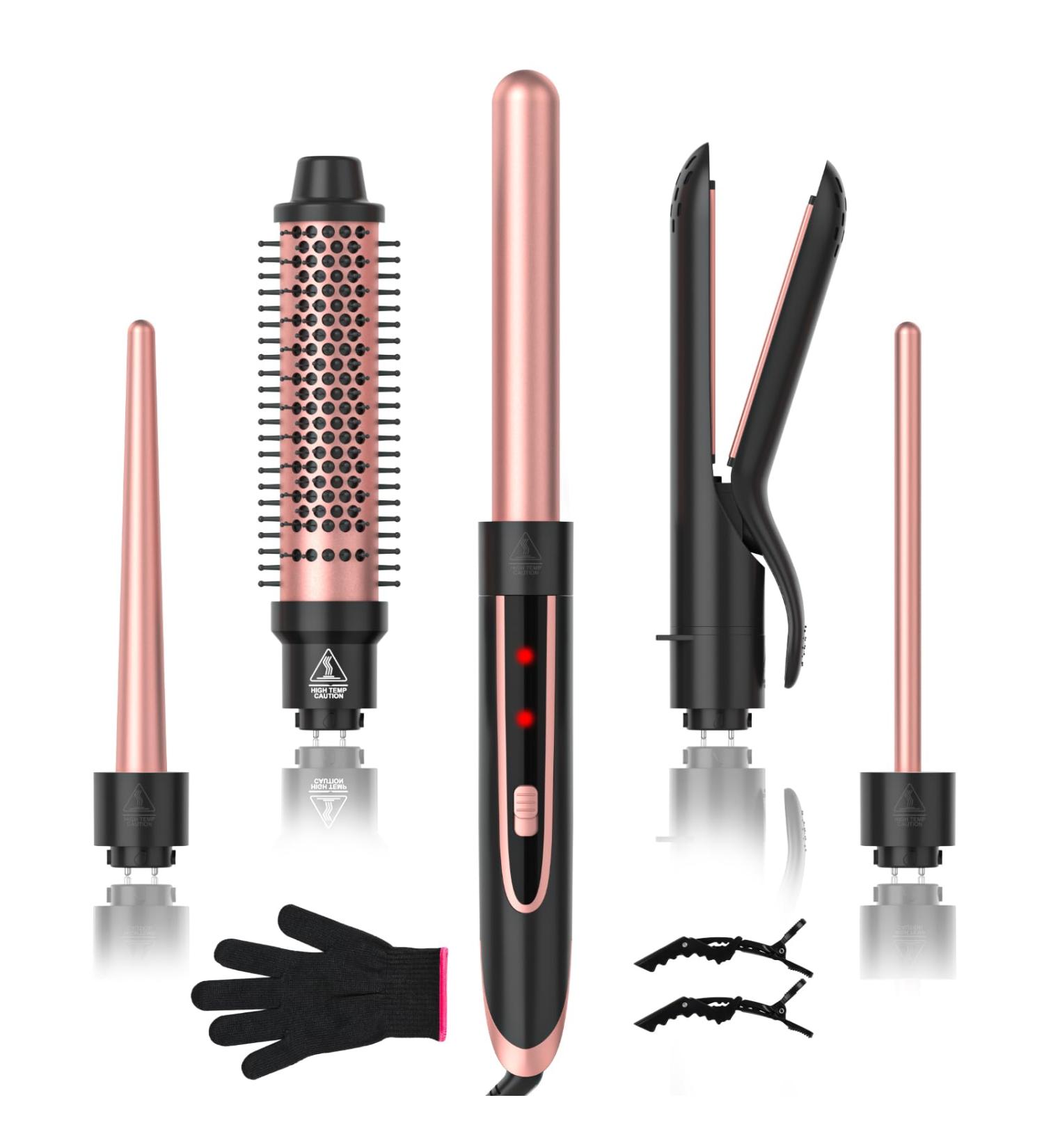 5 in 1 Curling Iron Set - Ceramic Curling Wand Hair Straightener & Brush Dual Voltage for Fast Heat - Perfect for International Shipping - Buy Online on GoSupps.com