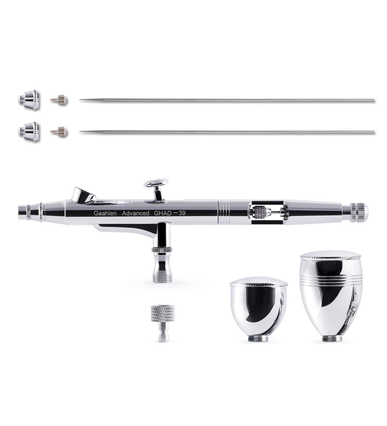 Gaahleri Airbrush Kit | Dual-Action Gravity Airbrush Gun with 1/2 & 1/4 oz Fluid Cup | 0.35 & 0.5 mm Needle | Cost-Effective Set for Makeup, Nail Art, Painting, Model Coloring, Cake Decor - Buy Online on GoSupps.com