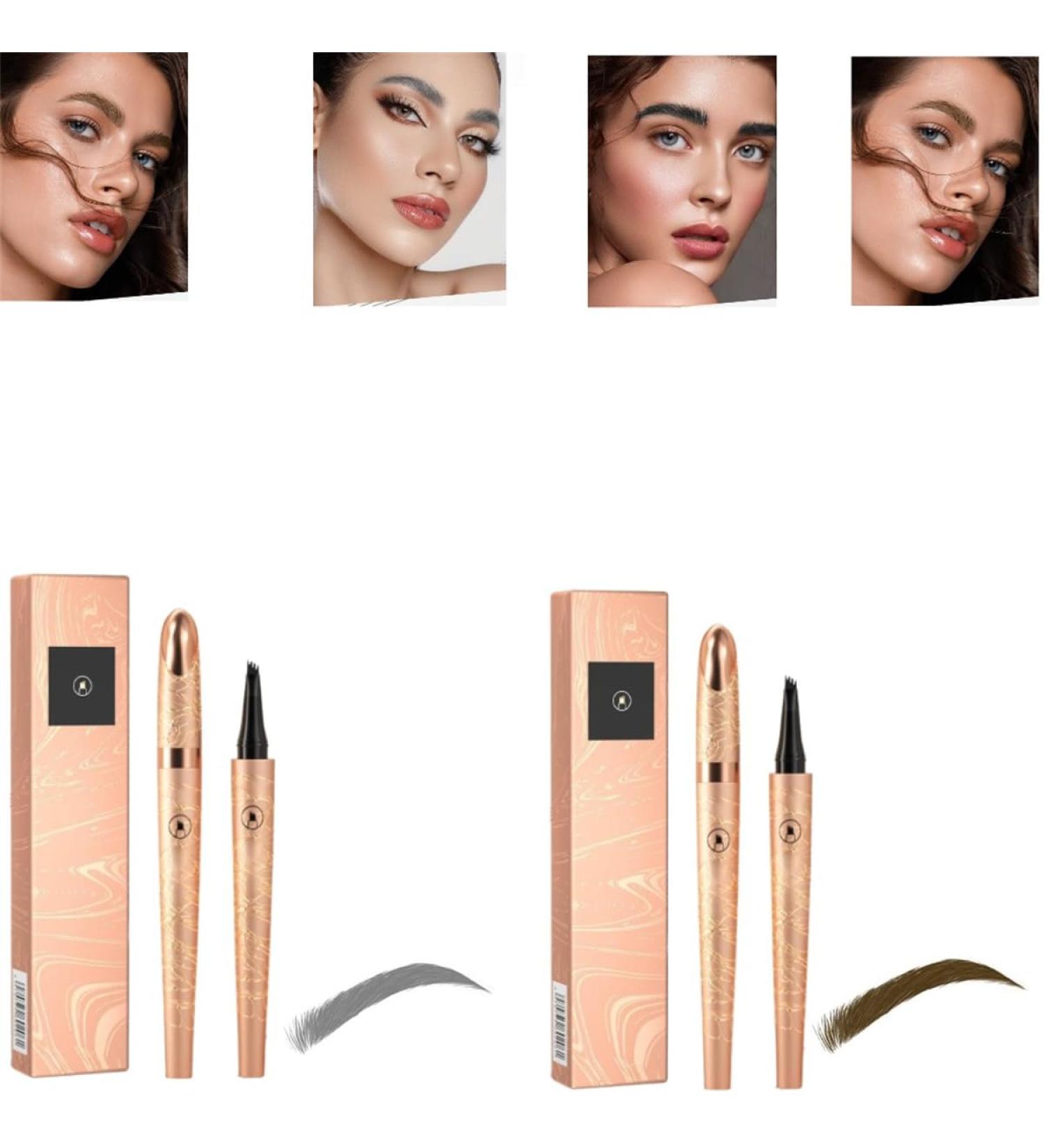 2024 New Magic Eyebrow Pencil 3D Waterproof Microblading Eyebrow Pen 4-Tipped Precise Natural Brows Eyebrow Pen Makeup Fine Stroke Eyebrow Pencil Creates Natural (Dark Brown+Gray) - Buy Online on GoSupps.com