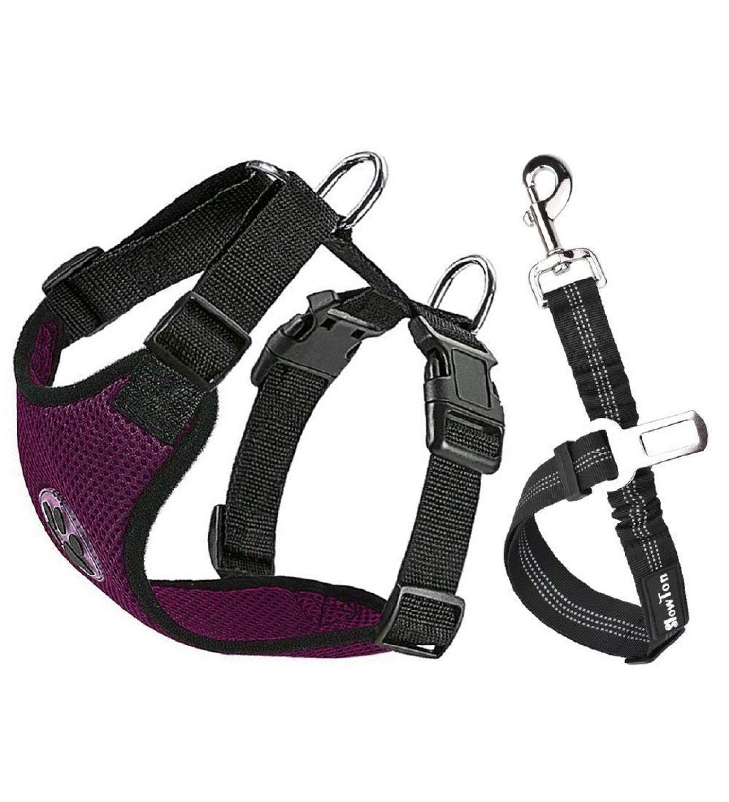 Slowton Dog Harness with Seat Belt | Breathable Latex Safety Harness for Dogs - Burgundy S | Perfect for Everyday Sports & Car Travel - Buy Online on GoSupps.com