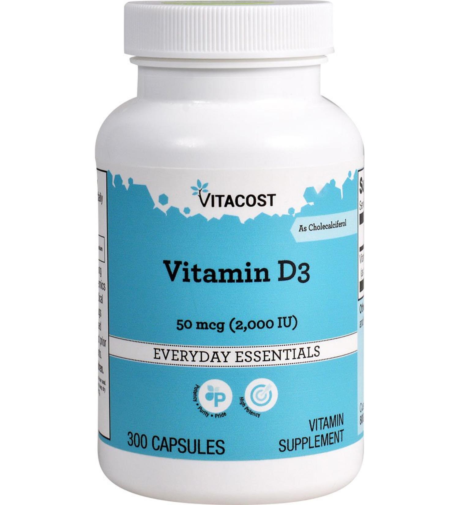 Vitacost Vitamin D3 (as Cholecalciferol) -- 2000 IU - 300 Capsules