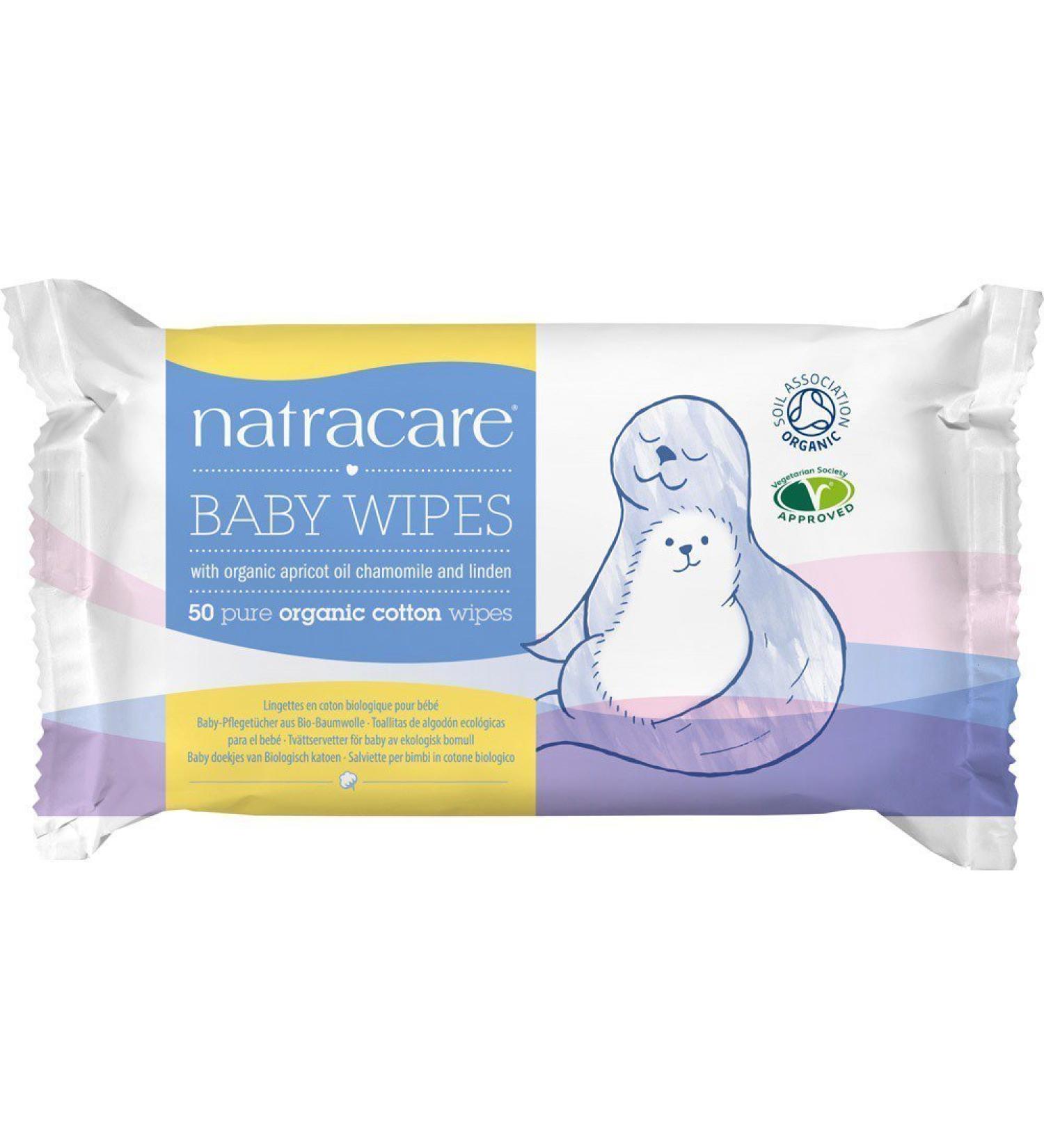 Natracare Baby Wipes with Organic Chamomile Apricot and Sweet Almond Oil 50 Wipes