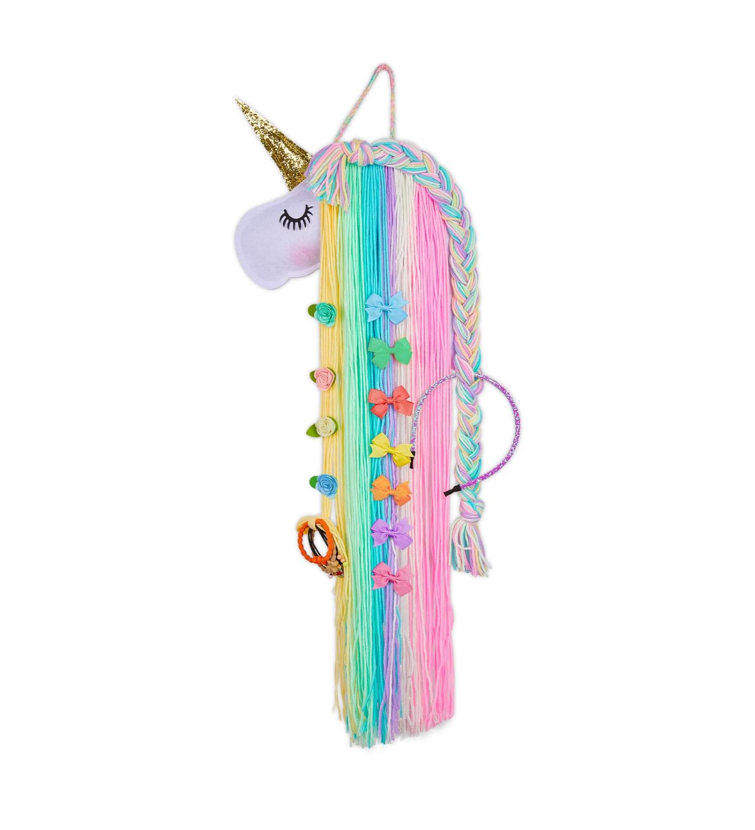 Unicorn Hair Clip Organizer for Girls Unicorn Castle Wall Hanging Decor Baby Hair Bow Holder - Buy Online on GoSupps.com