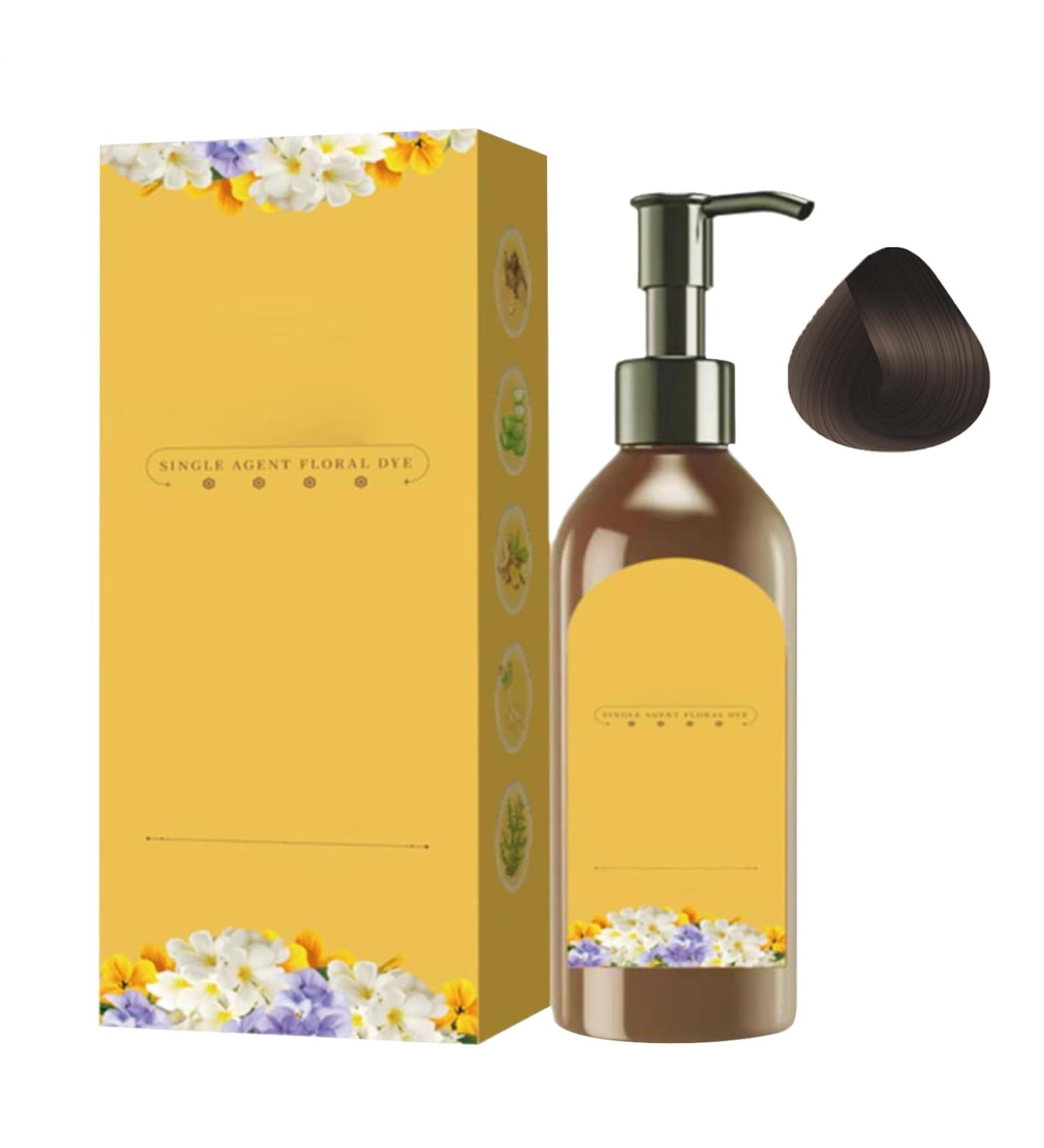 Floral Hair Color Botanical Hair Dye Wearable Plant Hair Shampoo 300ml Permanent Natural Color Shampoo Stylish Chemical Free Hair Color Herbal Colored Women Elderly Grandma Brown - Buy Online on GoSupps.com