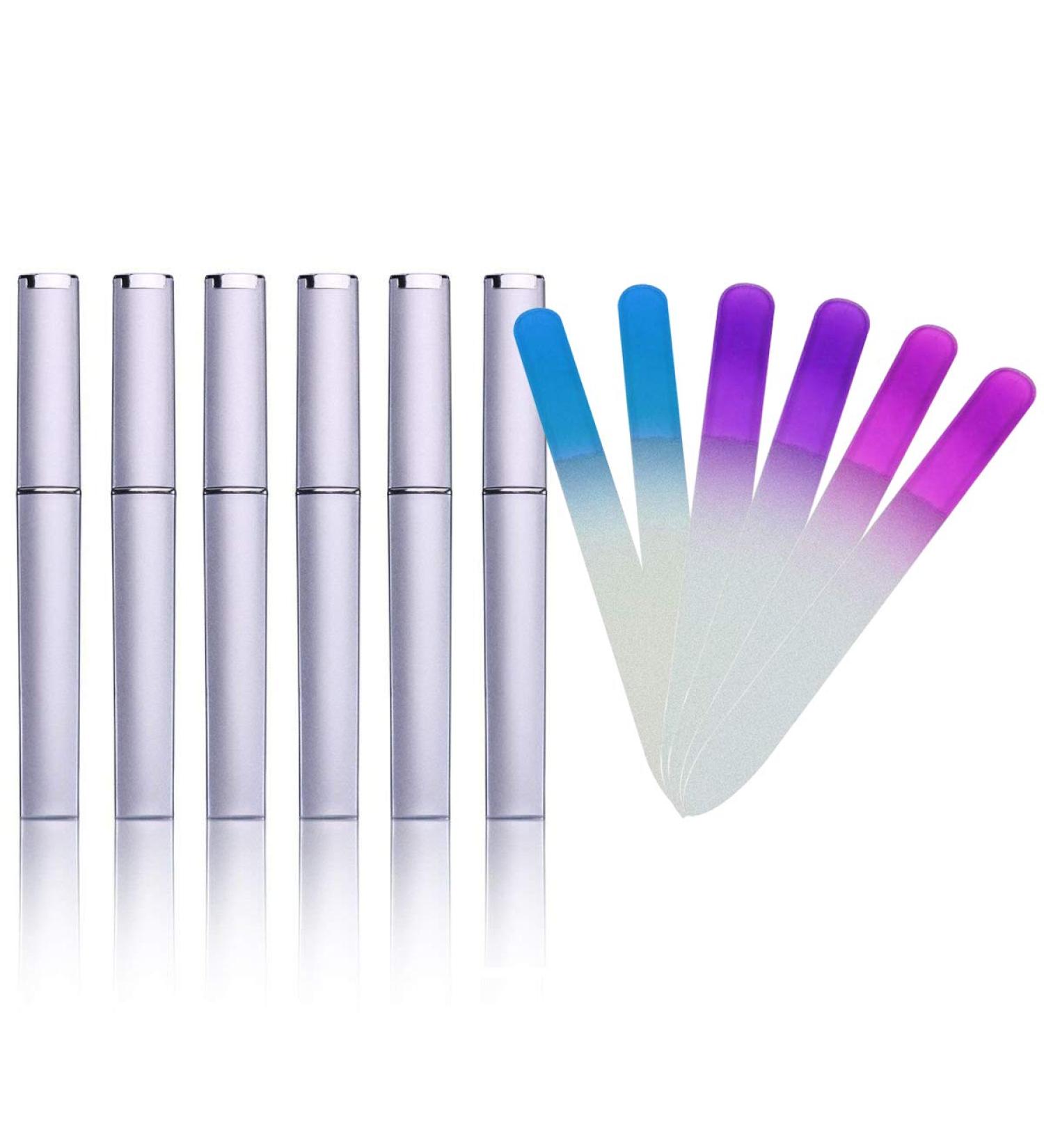 6 PCS Professional Beauty Glass Nail Files for Smooth Manicure & Pedicure | Double Sided Fingernail File with Protective Case - Buy Online on GoSupps.com