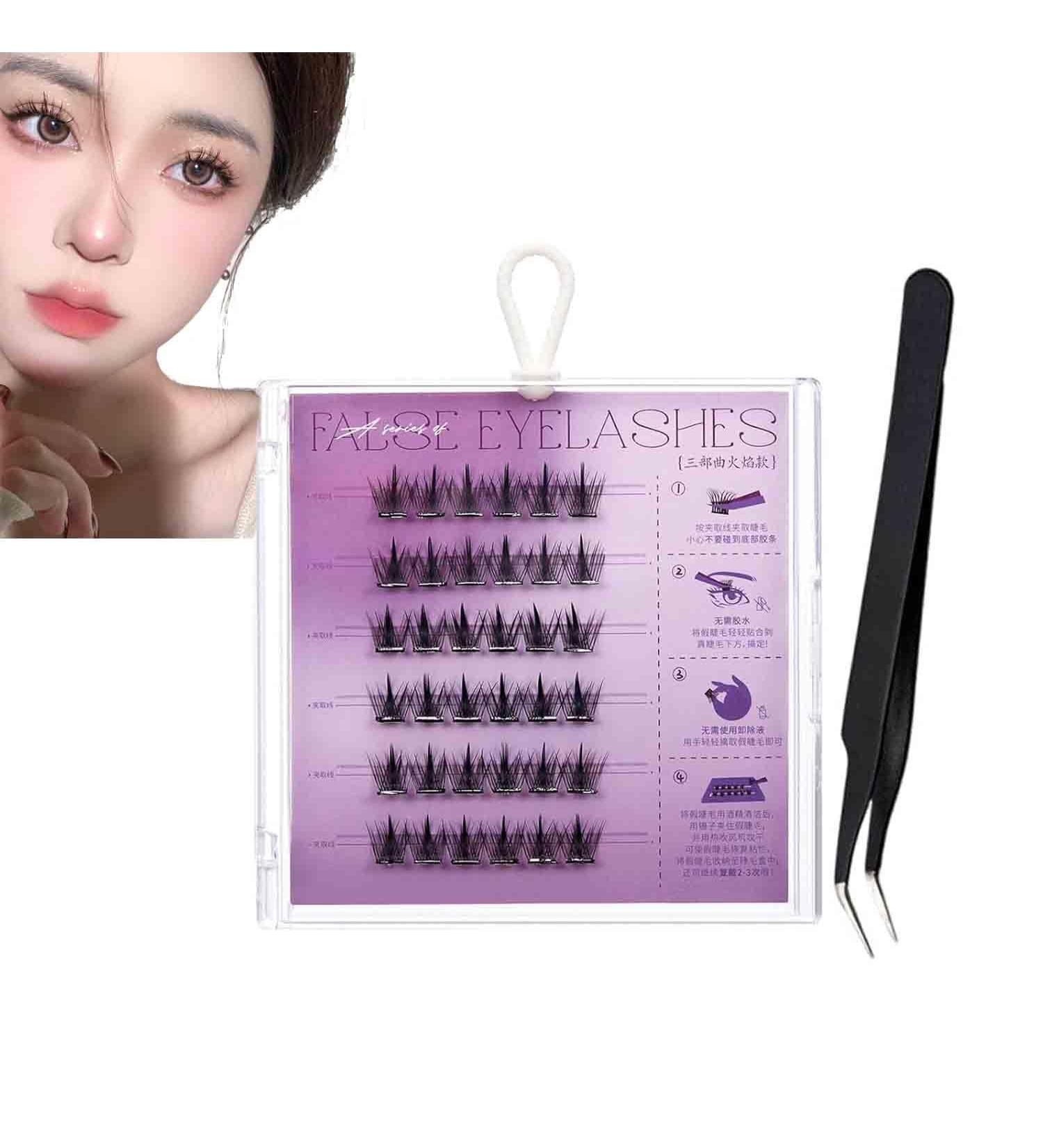 Fish Tails Glueless Press-On Eyelashes Press on Lashes No Glue Needed Reusable Self Adhesive Eyelashes DIY Lash Extension Kit With Lash Tweezers False Lashes Natural Lashes Style 5 - Buy Online on GoSupps.com