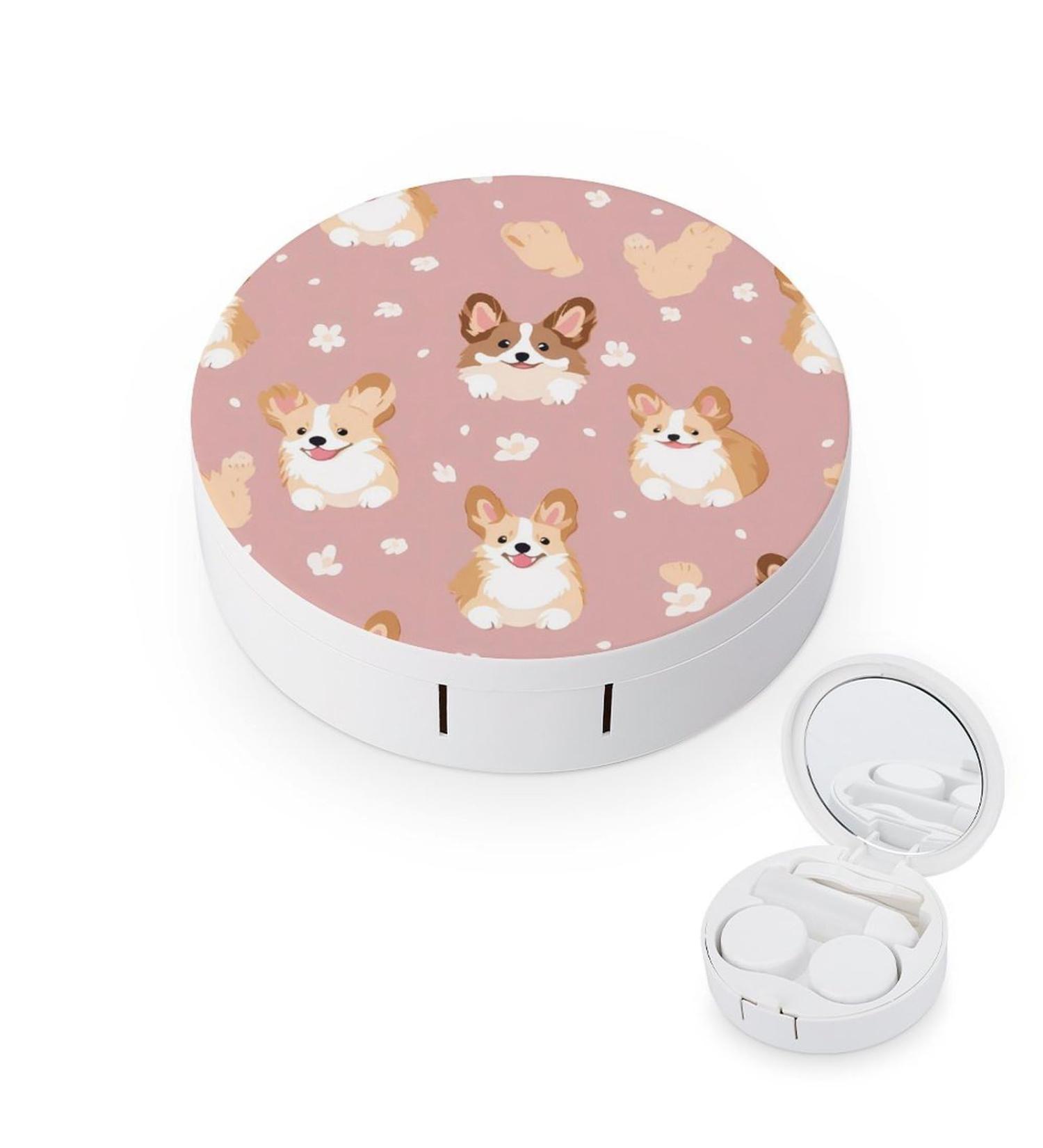 Corgi Dogs Contact Lens Travel Kit - Portable Cute Case with Mirror for Daily Outdoor Use | Perfect Gift for Dog Lovers - Buy Online on GoSupps.com