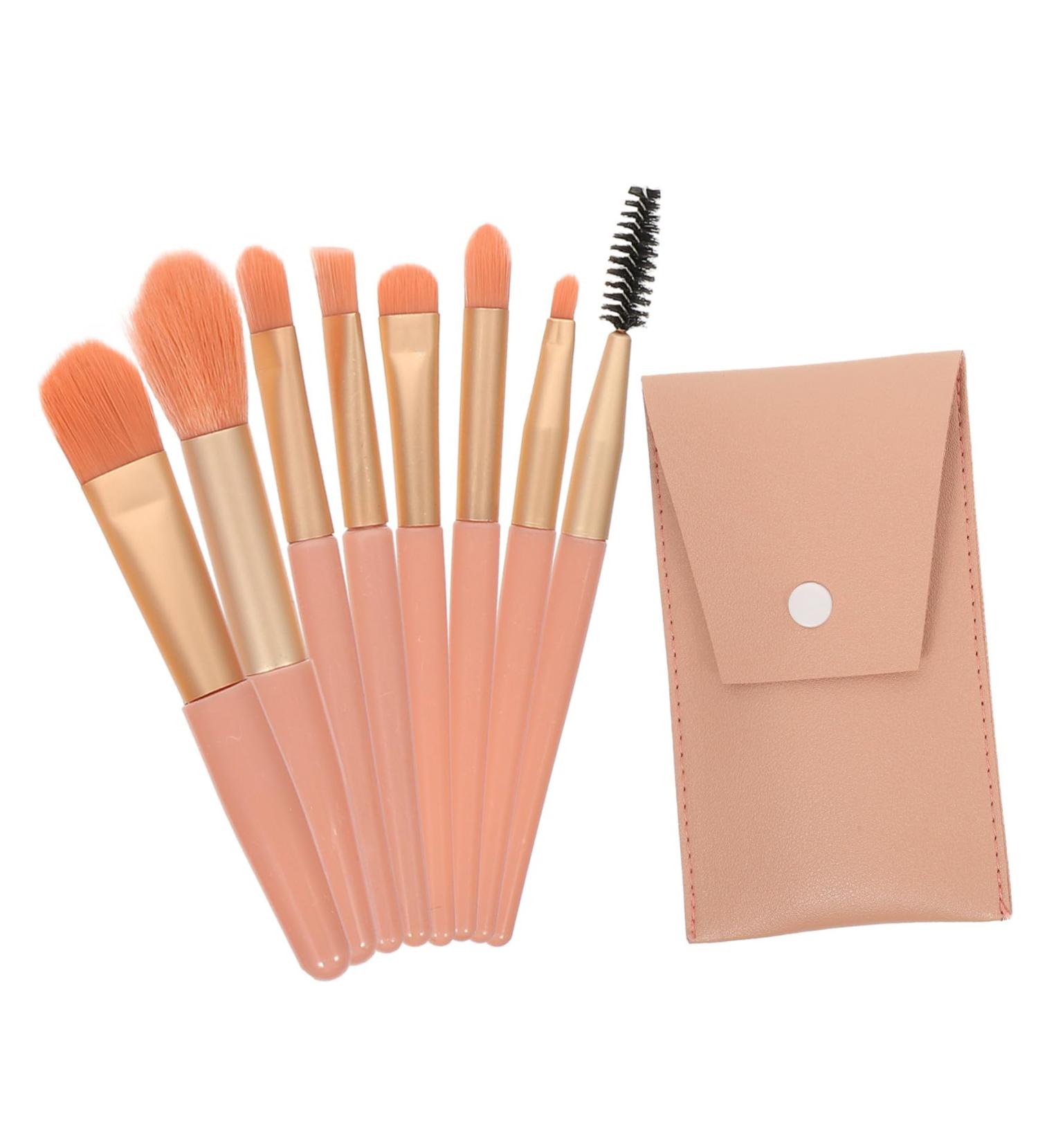 POPETPOP Travel Makeup Brush Set - Professional Wooden Handle Cosmetics Tools for Face & Eyeshadow - Miss Pink Beauty Supplies - Buy Online on GoSupps.com