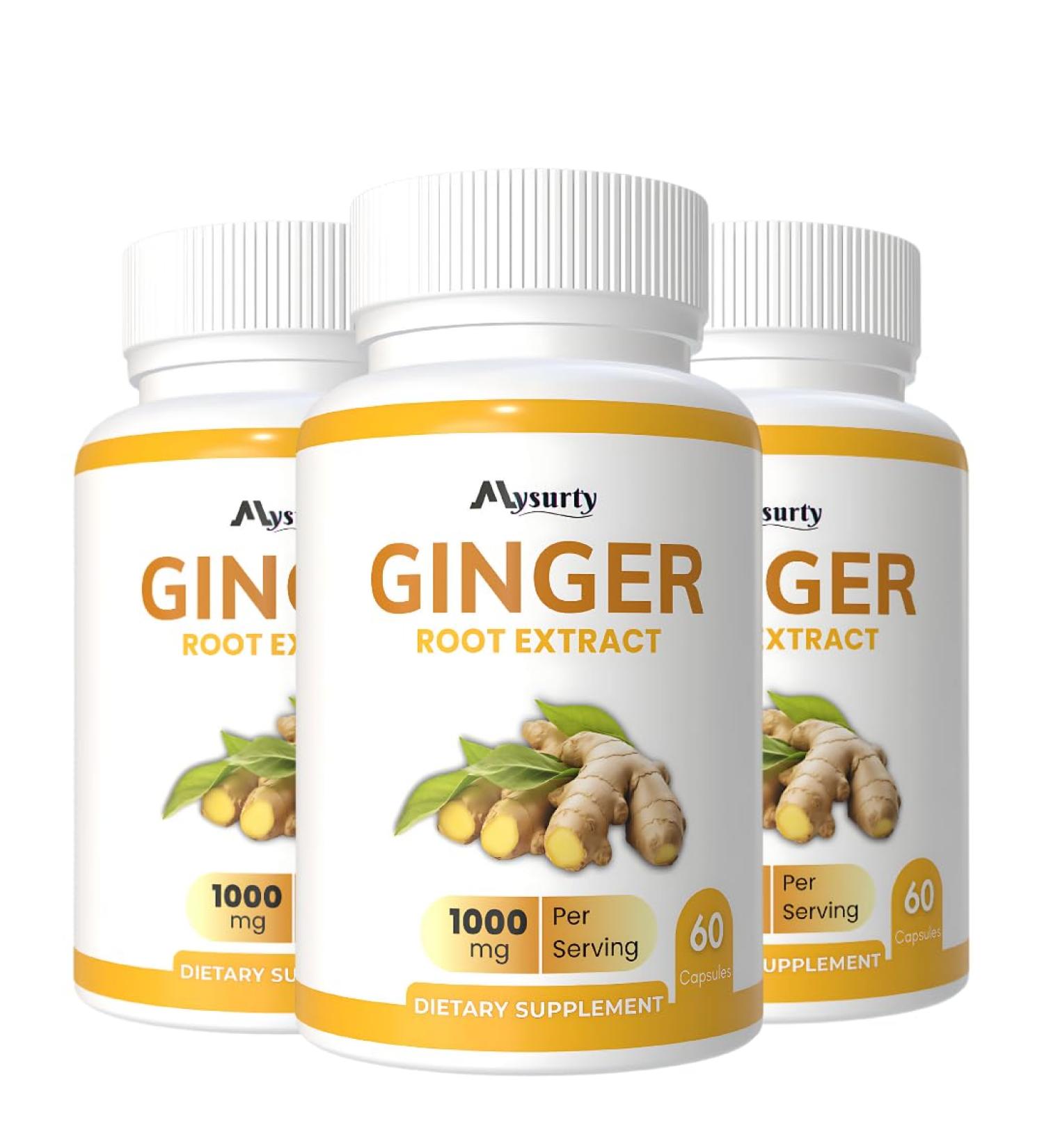 Mysurty Ginger Root Extract | Ginger Root Capsules | Ginger Supplement | Ginger Capsule 1000mg | Capsule for Men & Women - 60 Capsules (Pack 3) - Buy Online on GoSupps.com
