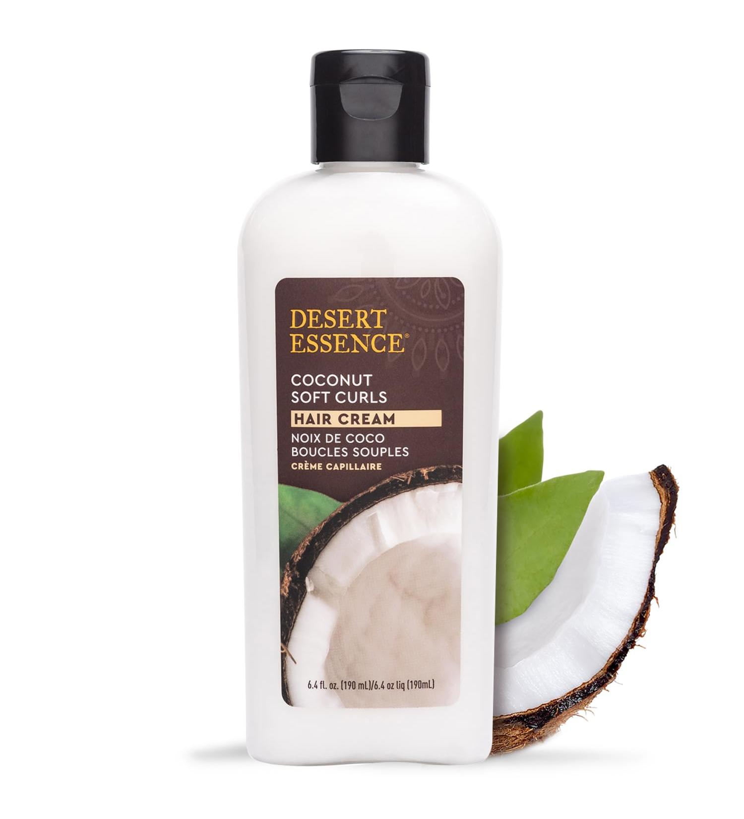 Desert Essence Coconut Soft Curls Hair Cream - Define and Smooth Curls with Black Oat & Nopal Cactus - Vegan Gluten-Free 6oz - Buy Online on GoSupps.com