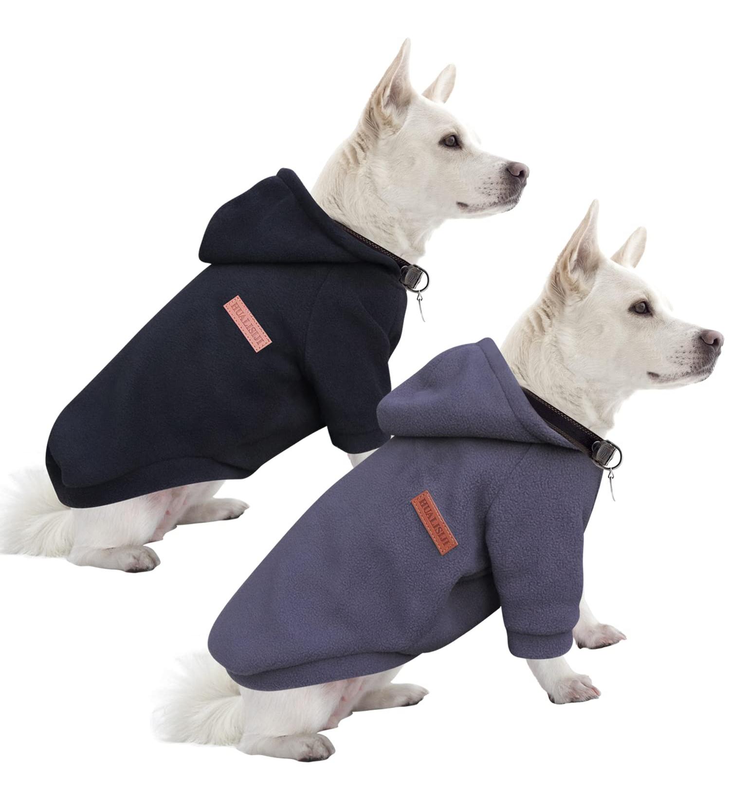 Hualisiji Dogs Hoodie & Sweatshirt - Warm Fleece Sweater for Chihuahuas | Lightweight Soft Easy to Wear - 2PCs Black & Gray - Buy Online on GoSupps.com