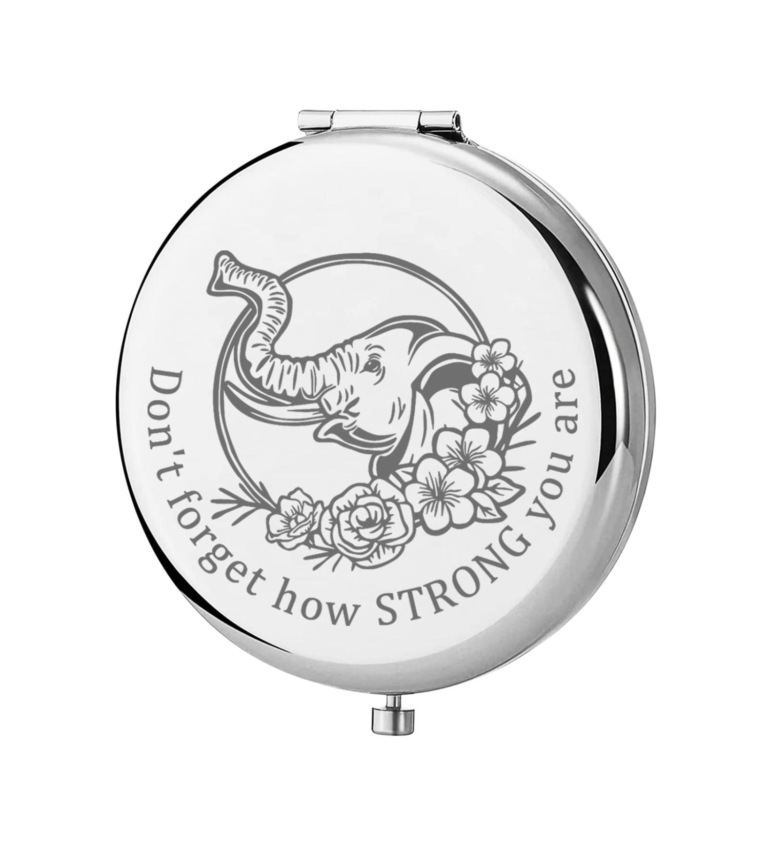 Elephant Inspired Pocket Mirror - Strength Reminder Gift for Women, Girls, and Teens - Elephant Lover Compact Mirror (Elephant Mirror-S) - Buy Online on GoSupps.com