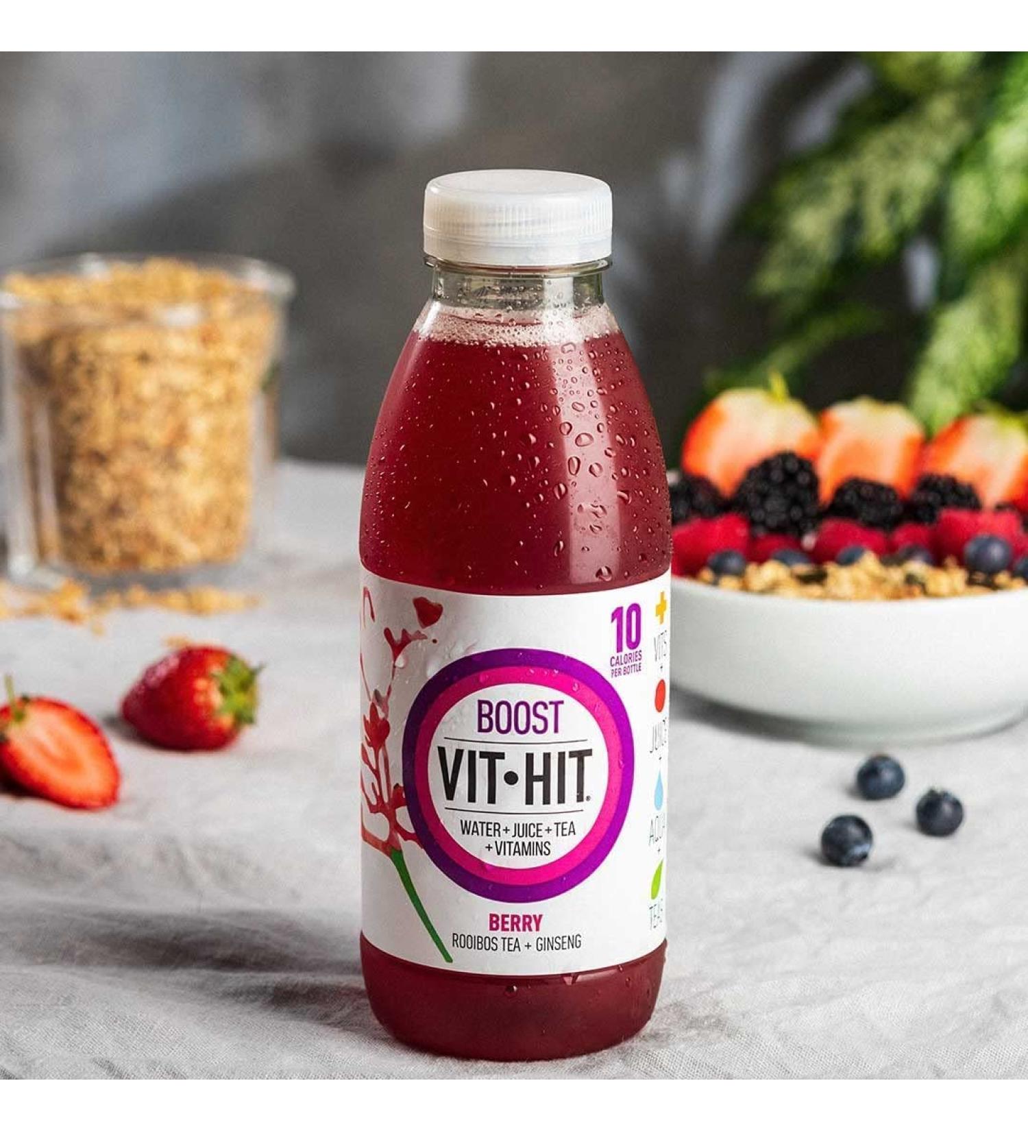 Vit Hit Energy Drink 12x500ml (Boost - Berry) - Buy Online on GoSupps.com