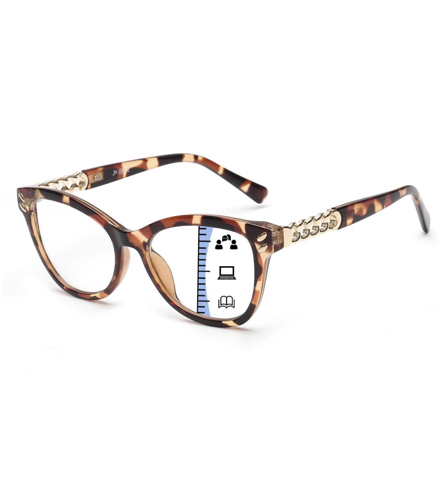 Buy JM Progressive Multifocus Reading Glasses for Women | Cat Eye Blue Light Blocking Readers | Stylish Tortoise +2.5 - Buy Online on GoSupps.com