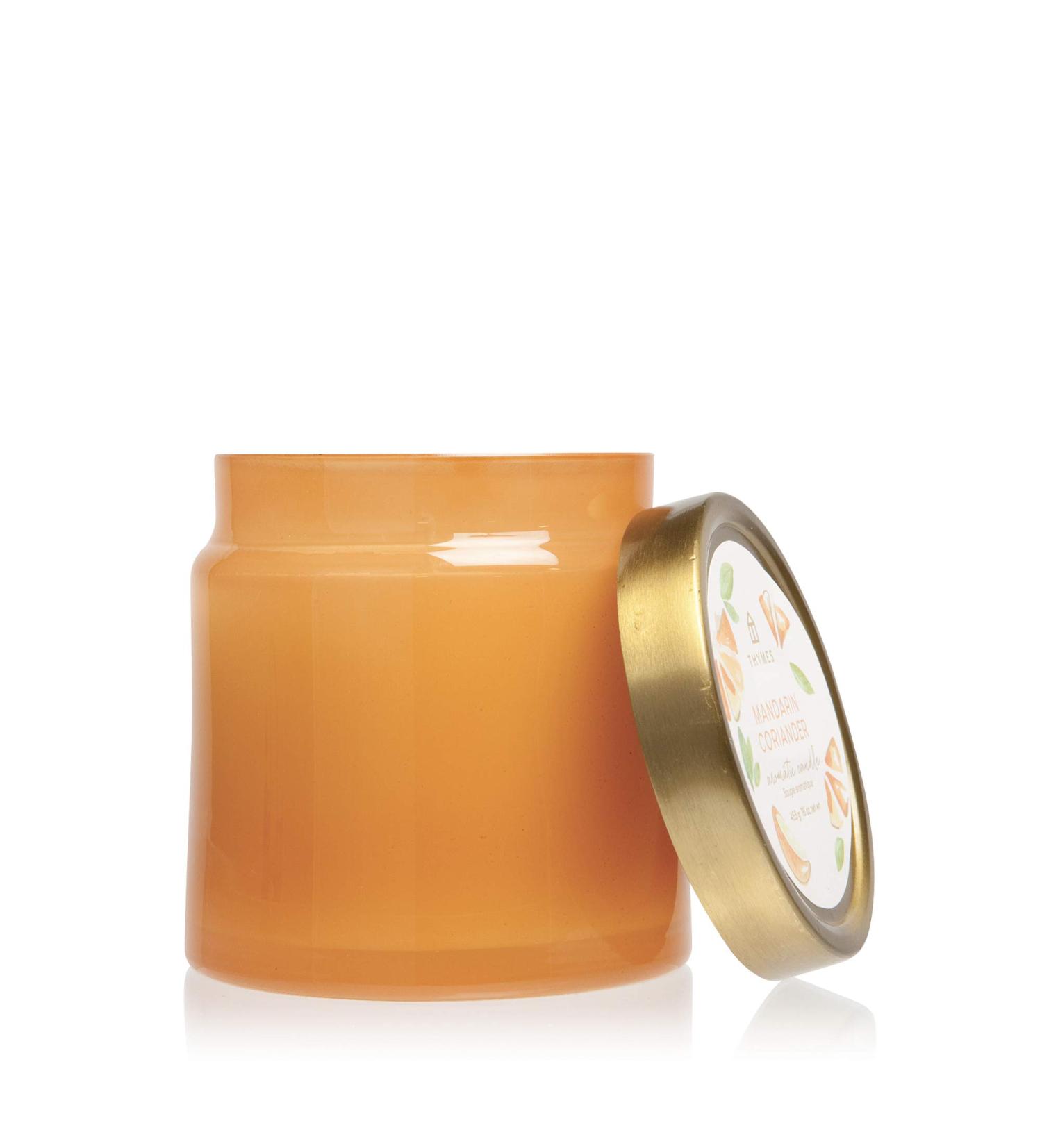 Thymes Large Mandarin Coriander Candle - 16 Oz Scented Candle for Fresh Home Fragrance - Premium Colored Glass Jar - Buy Online on GoSupps.com