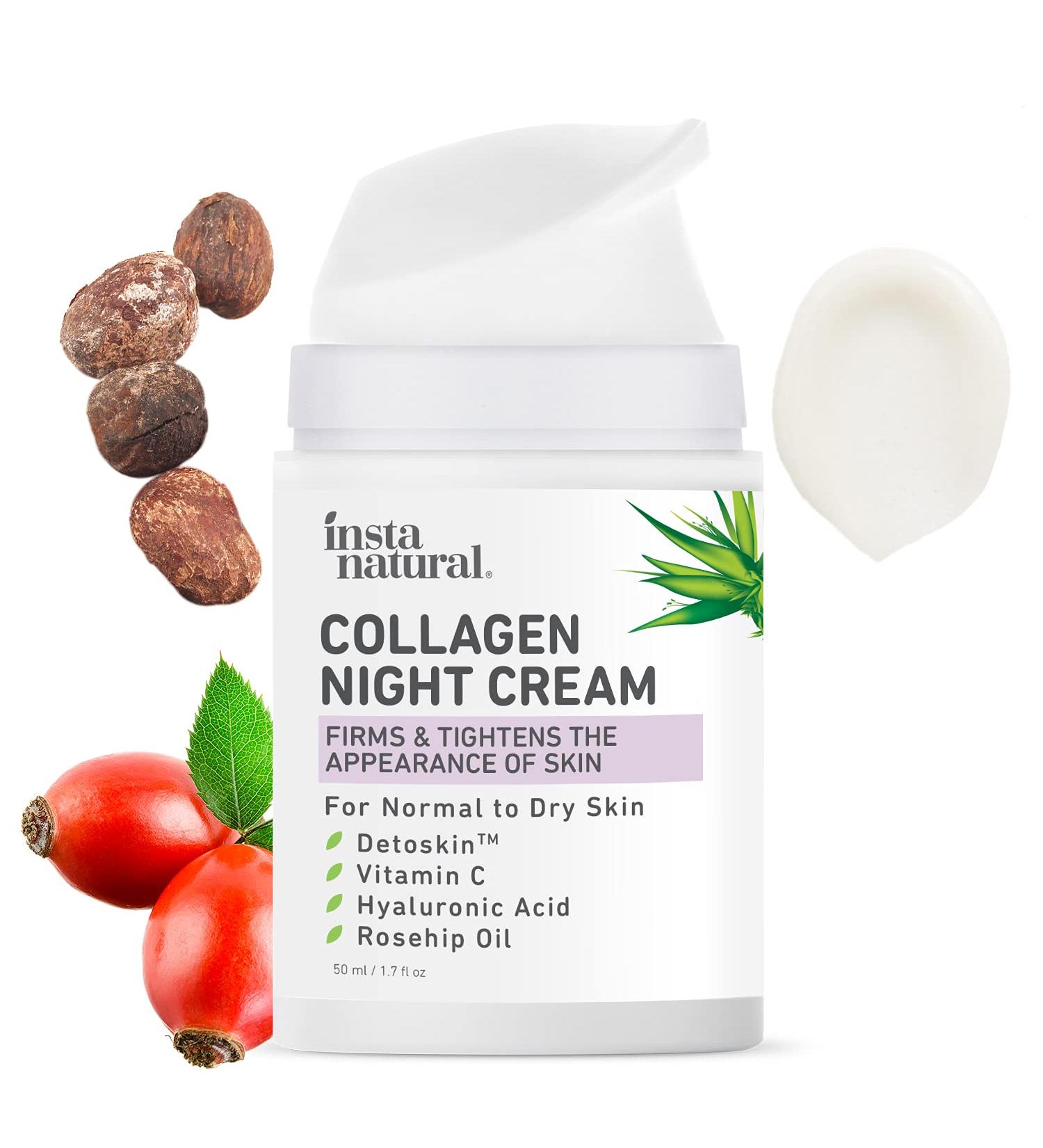 InstaNatural Collagen Night Cream 1.7 fl oz - Anti-Aging Moisturizer for Youthful Skin - Buy Online on GoSupps.com