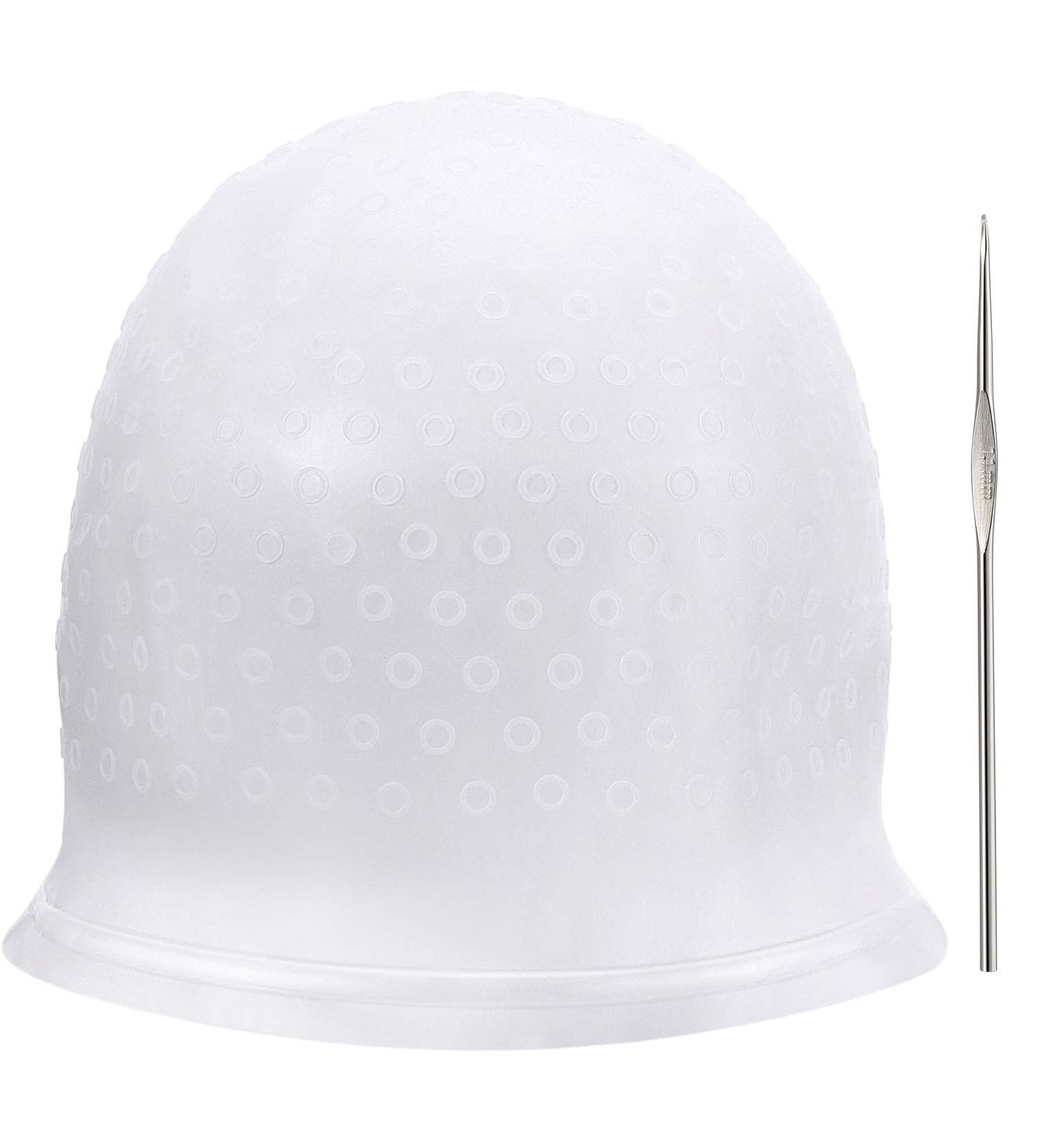 Silicone Highlight Cap for Women - Reusable Salon Dyeing Cap with Hooks (White) - Buy Online on GoSupps.com