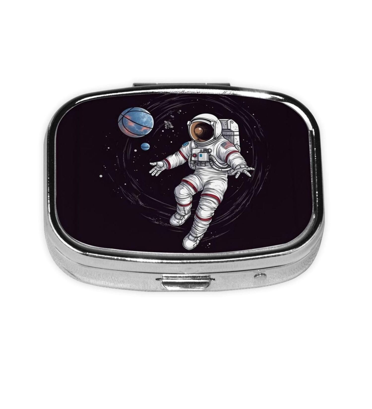 Astronaut Space Basketball Pill Case | Cute 2 Compartment Travel Organizer | Perfect Small Pill Box for Purse & Gifts - Buy Online on GoSupps.com