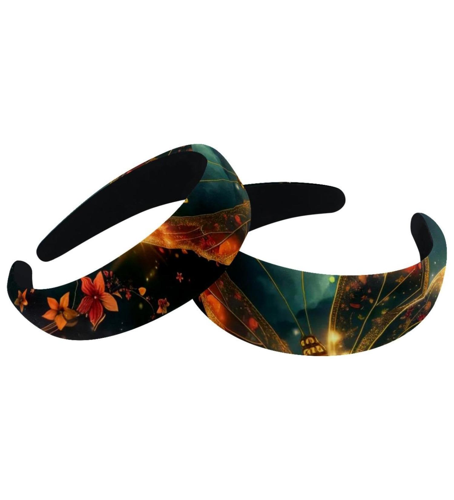 2 Pieces Headbands Women Hair Head Bands Butterfly with Fantasy Flowers Sparkle Trail at Night Non Slip Thick Padded Hairband Hair Band Hoops Vintage Thick Hair Wrap Multi-colored 7 - Buy Online on GoSupps.com