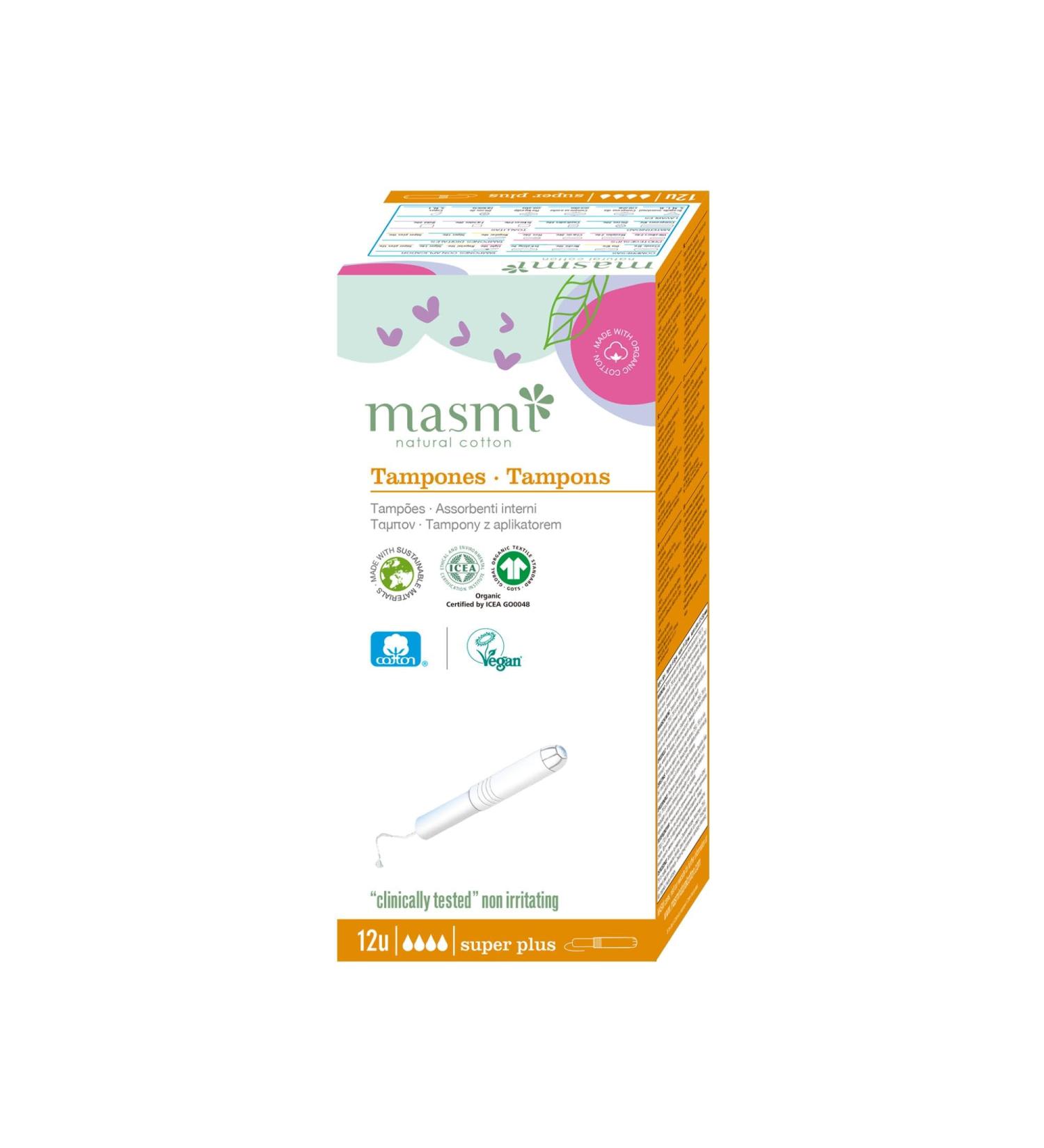 MASMI NATURAL COTTON Organic Tampons SuperPlus Applicator (14 pieces) 1 pack
