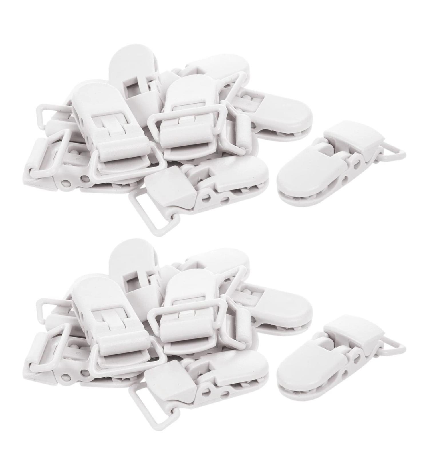 20Pcs T-Shape Plastic Pacifier Clips for Baby & Kids - Soother Dummy Holder - White - Buy Online on GoSupps.com
