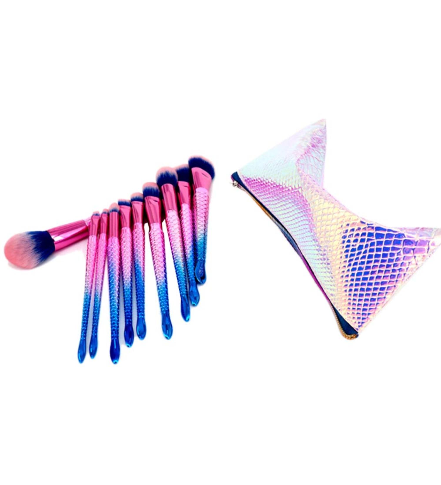 Panysilioer 10 Pieces of Makeup Brush Eye Shadow Blush Foundation Makeup Brush Professional Face Makeup Tool Blue Pink - Buy Online on GoSupps.com