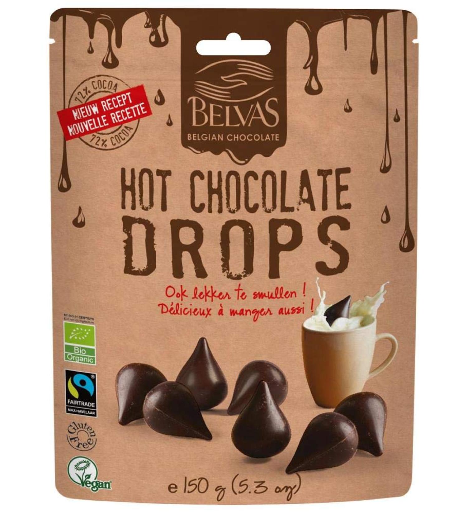 Belvas Organic Hot Chocolate Drops 150g